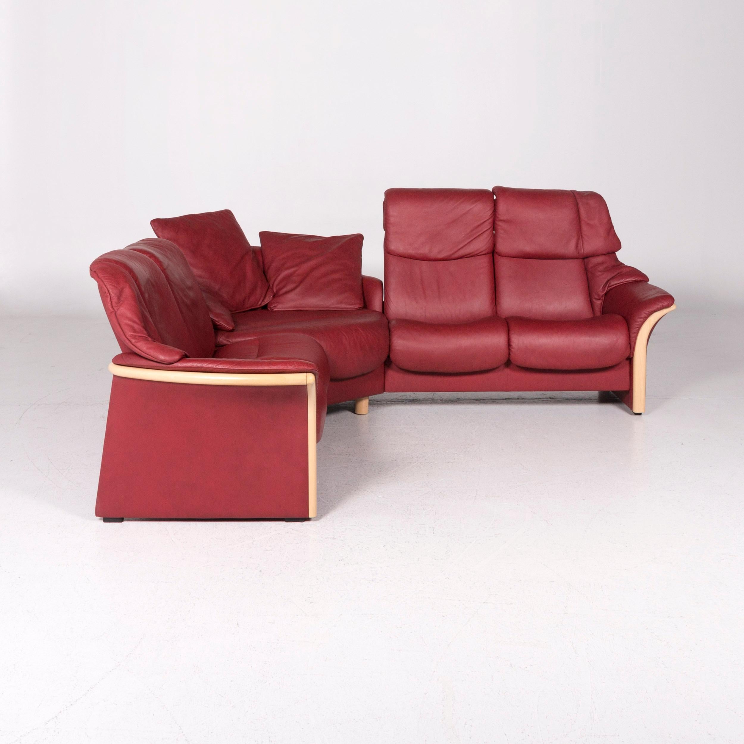 Stressless Eldorado Leather Corner Sofa Red Sofa Function Relax Function Couch 2