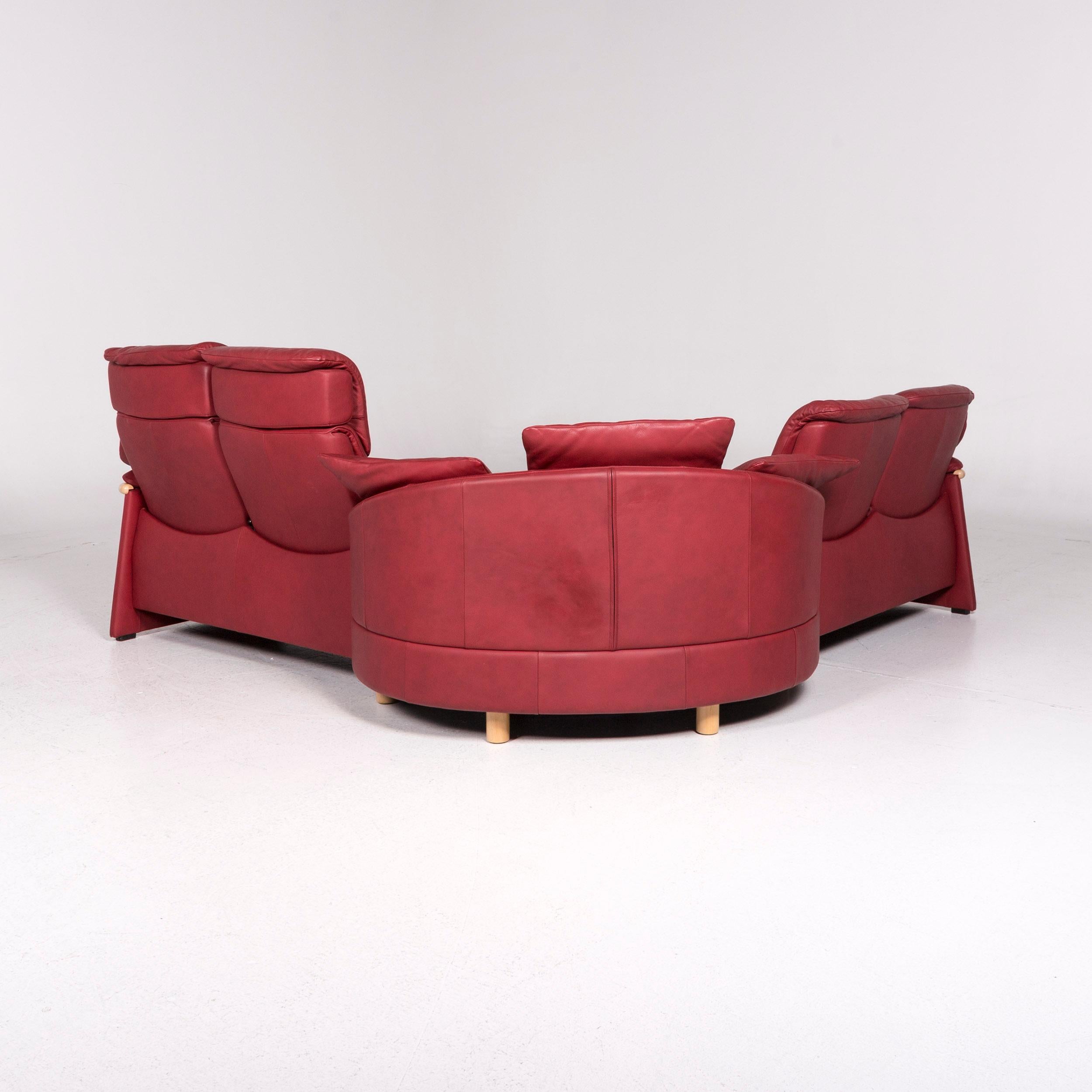 Stressless Eldorado Leather Corner Sofa Red Sofa Function Relax Function Couch 3