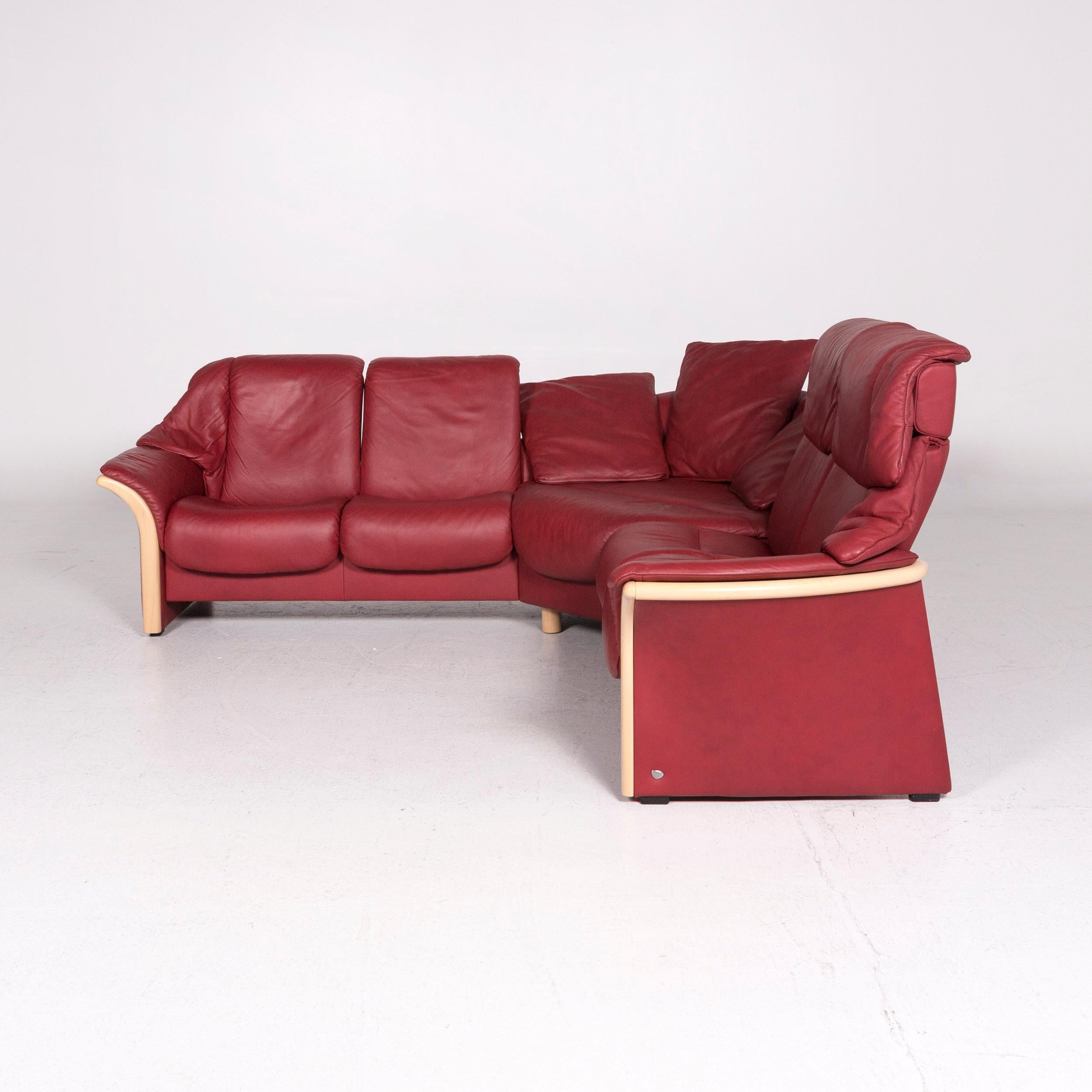 Stressless Eldorado Leather Corner Sofa Red Sofa Function Relax Function Couch 4