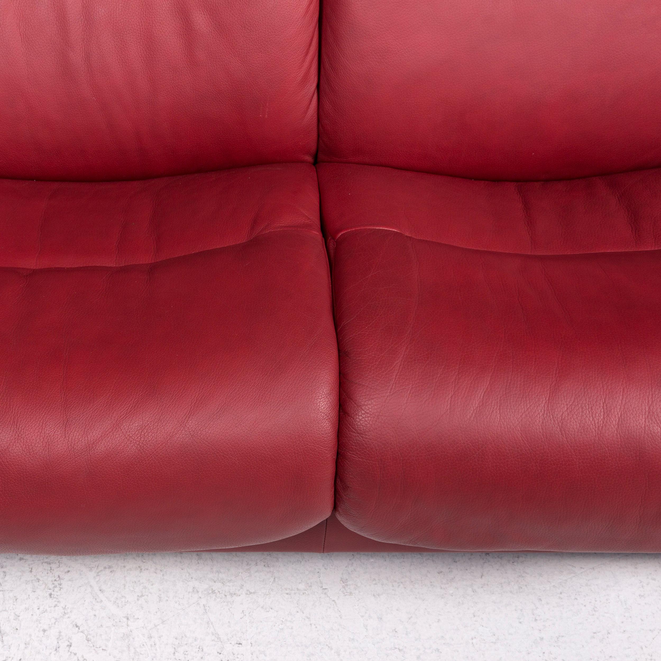 dfs red leather sofa