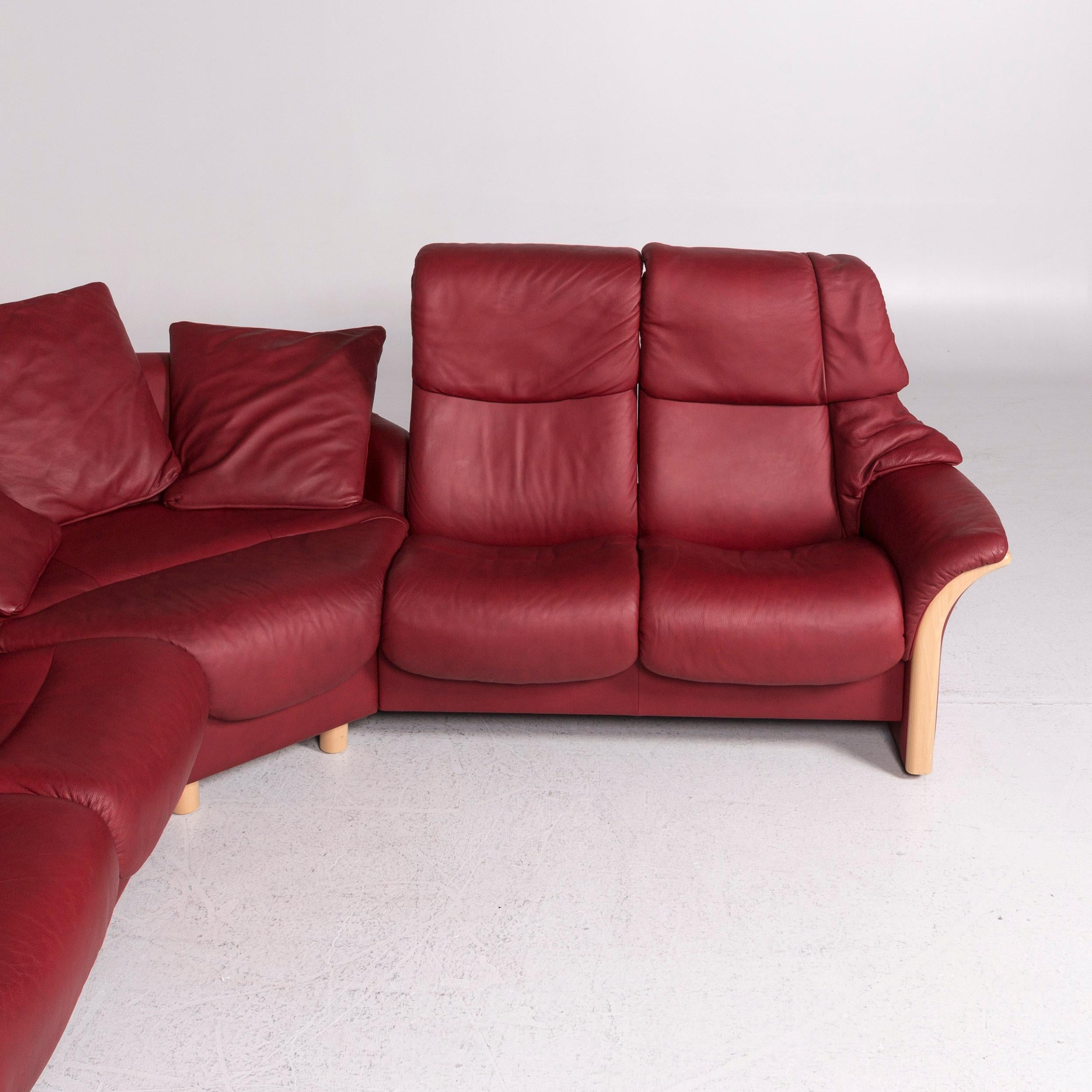 Contemporary Stressless Eldorado Leather Corner Sofa Red Sofa Function Relax Function Couch