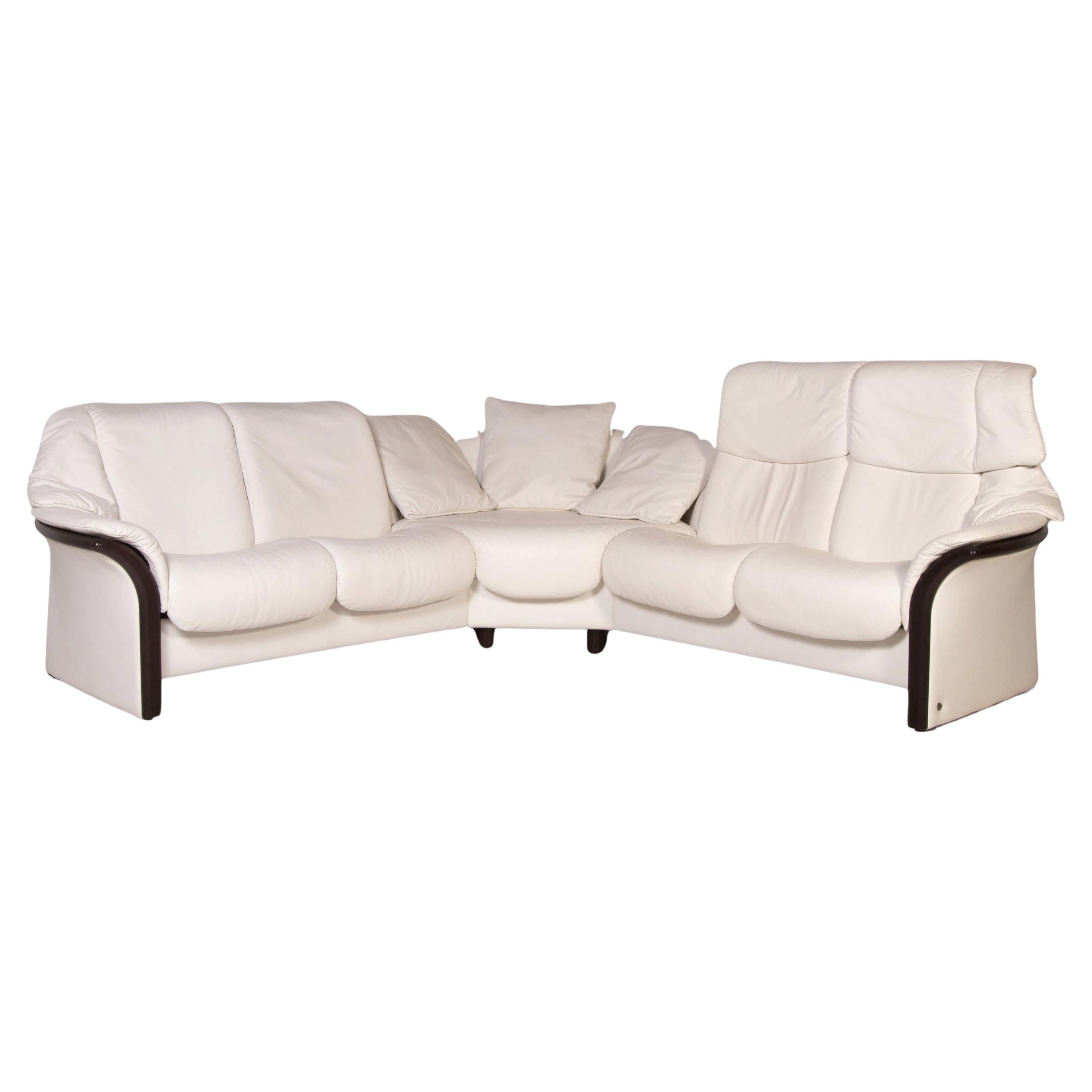 Stressless Eldorado Leather Corner Sofa White Relax Function Sofa Couch For Sale