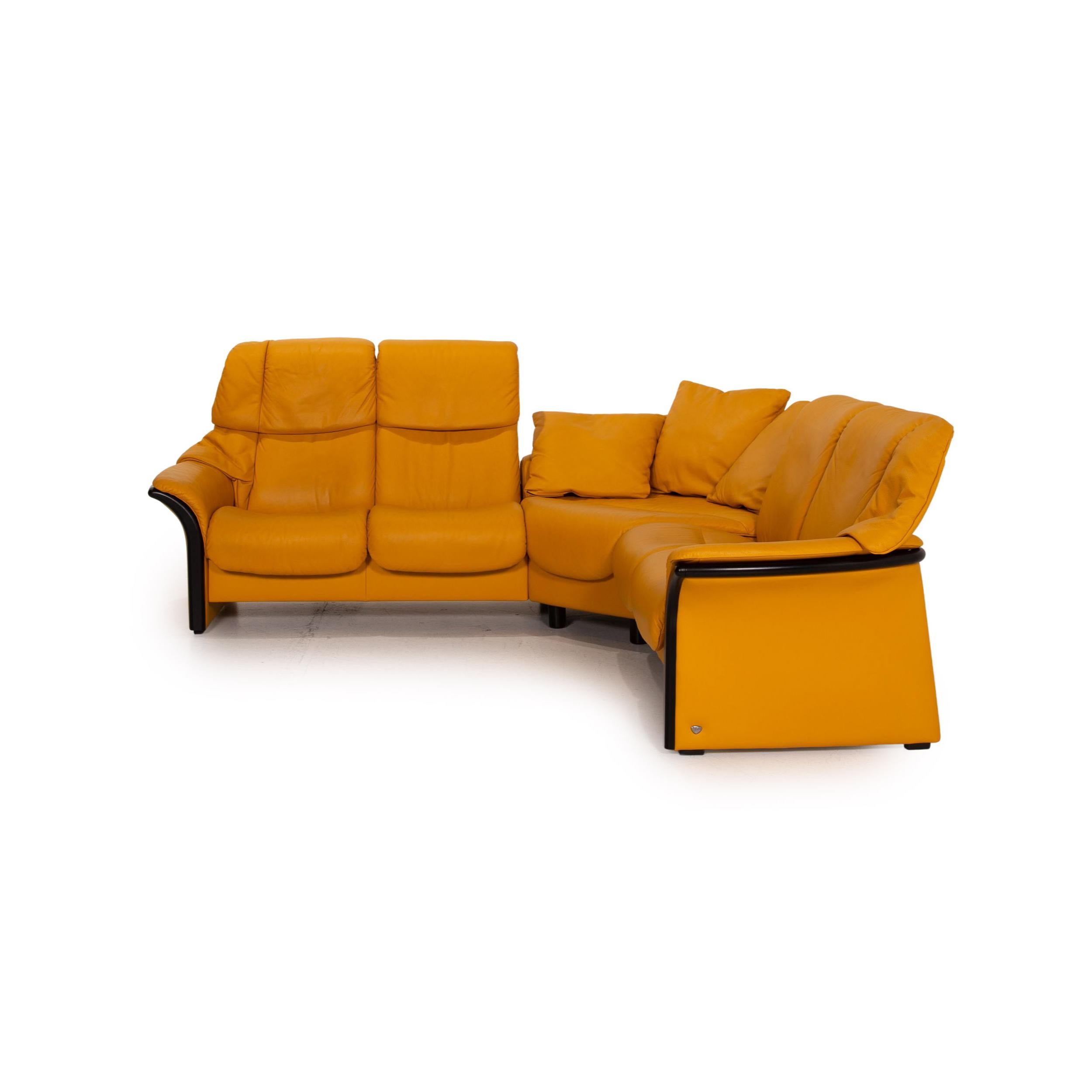 Stressless Eldorado Leather Corner Sofa Yellow Relax Function Sofa Couch 4