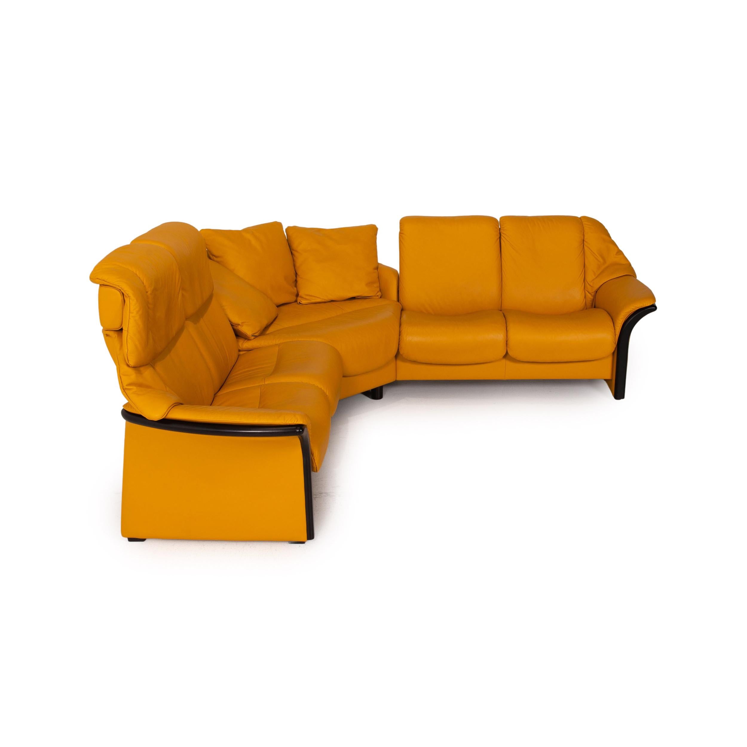 Stressless Eldorado Leather Corner Sofa Yellow Relax Function Sofa Couch 5