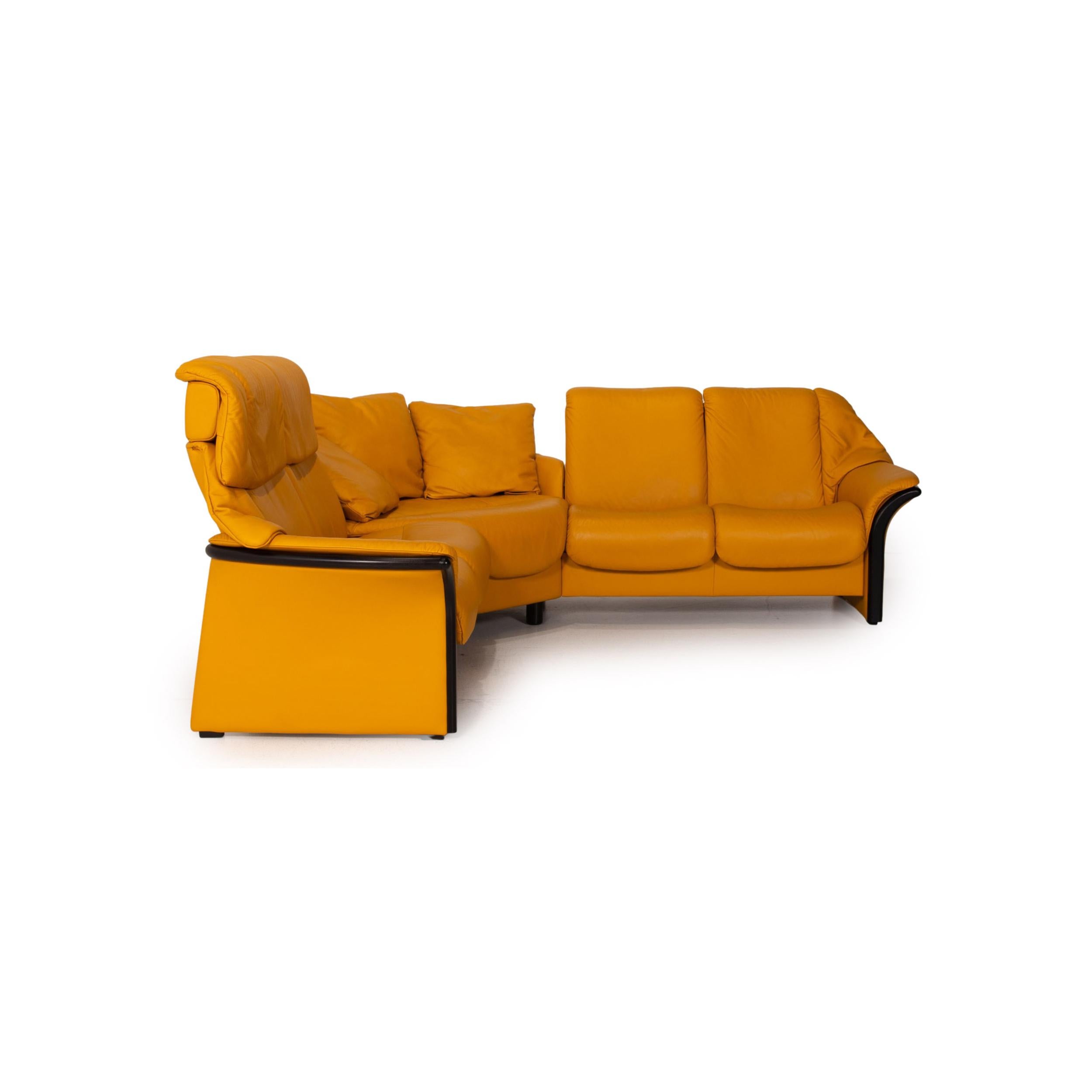 Stressless Eldorado Leather Corner Sofa Yellow Relax Function Sofa Couch 6