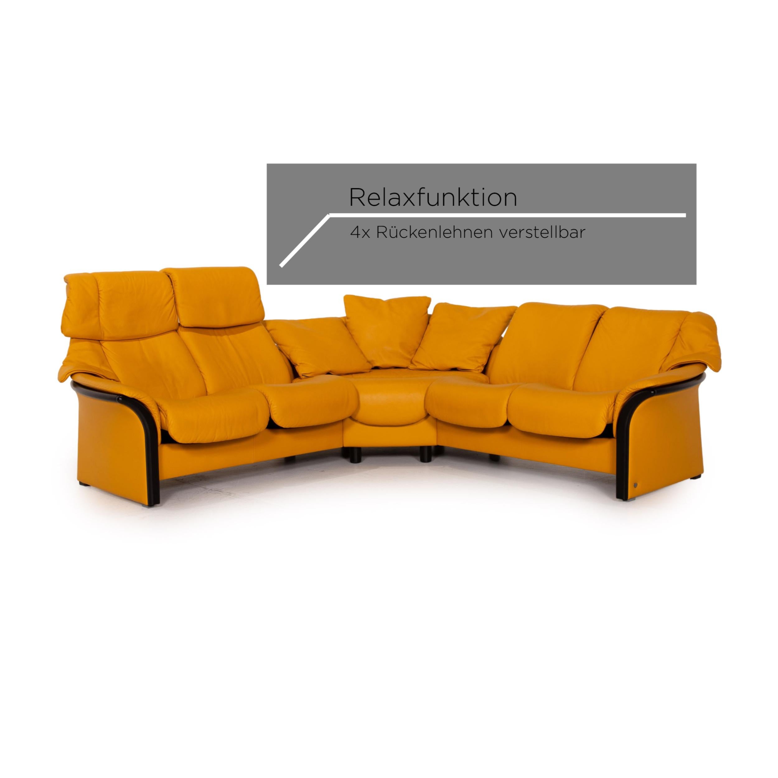 Modern Stressless Eldorado Leather Corner Sofa Yellow Relax Function Sofa Couch