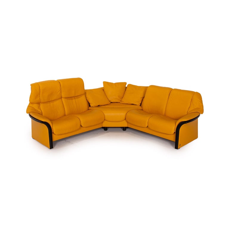Stressless Eldorado Leather Corner Sofa Yellow Relax Function Sofa