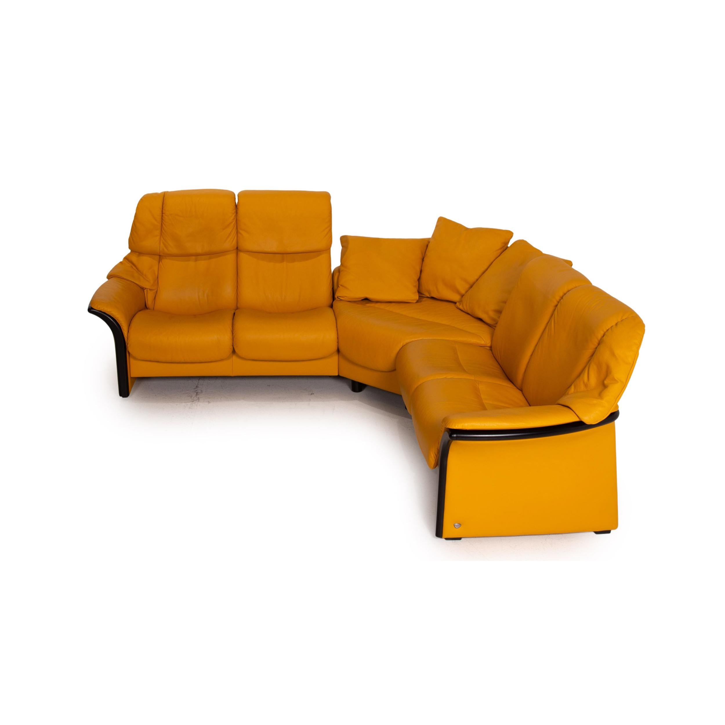 Stressless Eldorado Leather Corner Sofa Yellow Relax Function Sofa Couch 3