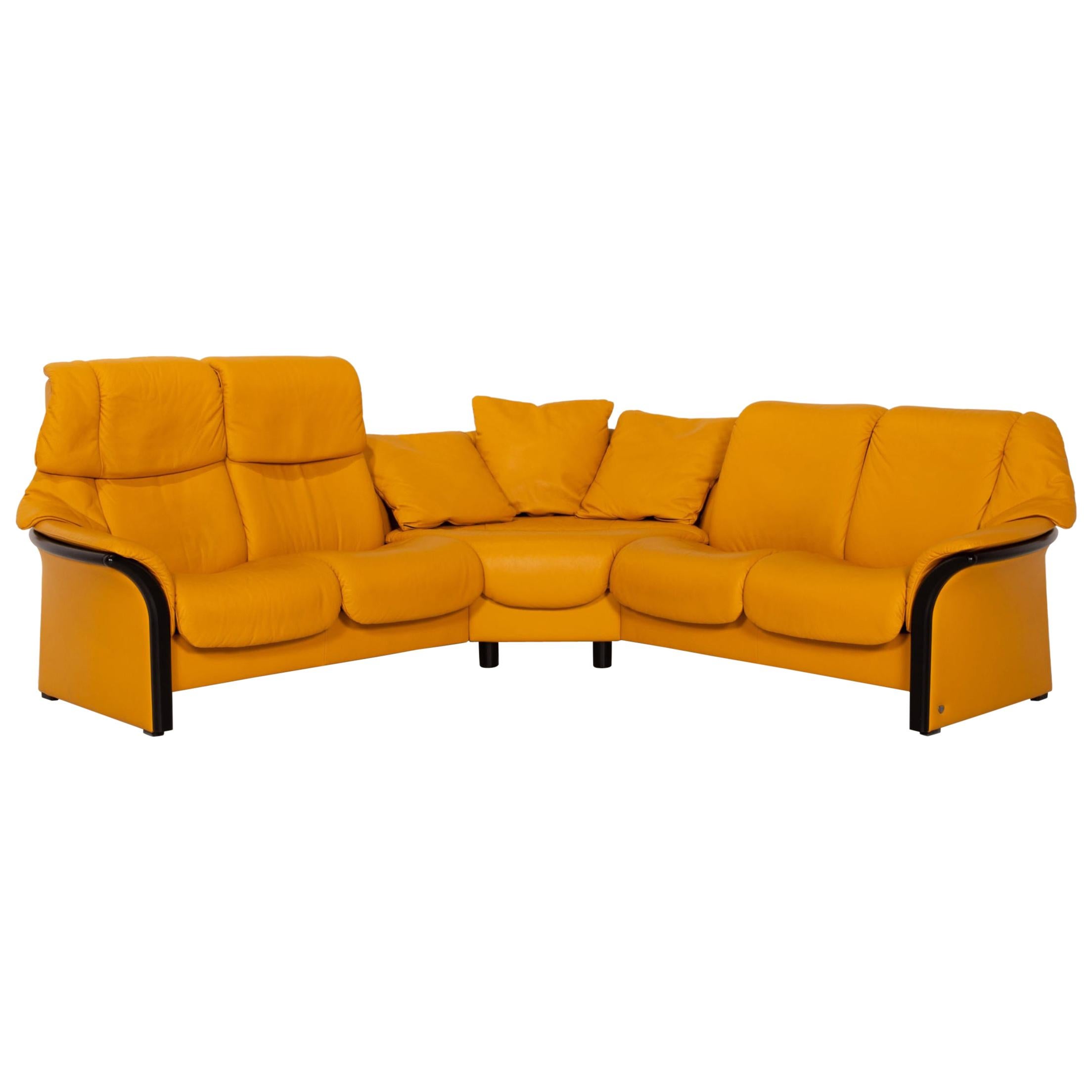 Stressless Eldorado Leather Corner Sofa Yellow Relax Function Sofa Couch