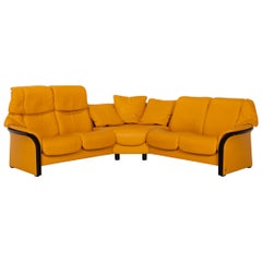 Stressless Eldorado Leather Corner Sofa Yellow Relax Function Sofa Couch