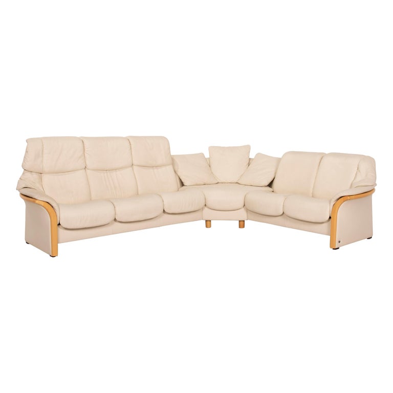 Stressless Eldorado Leather Cream Corner Sofa For Sale at 1stDibs