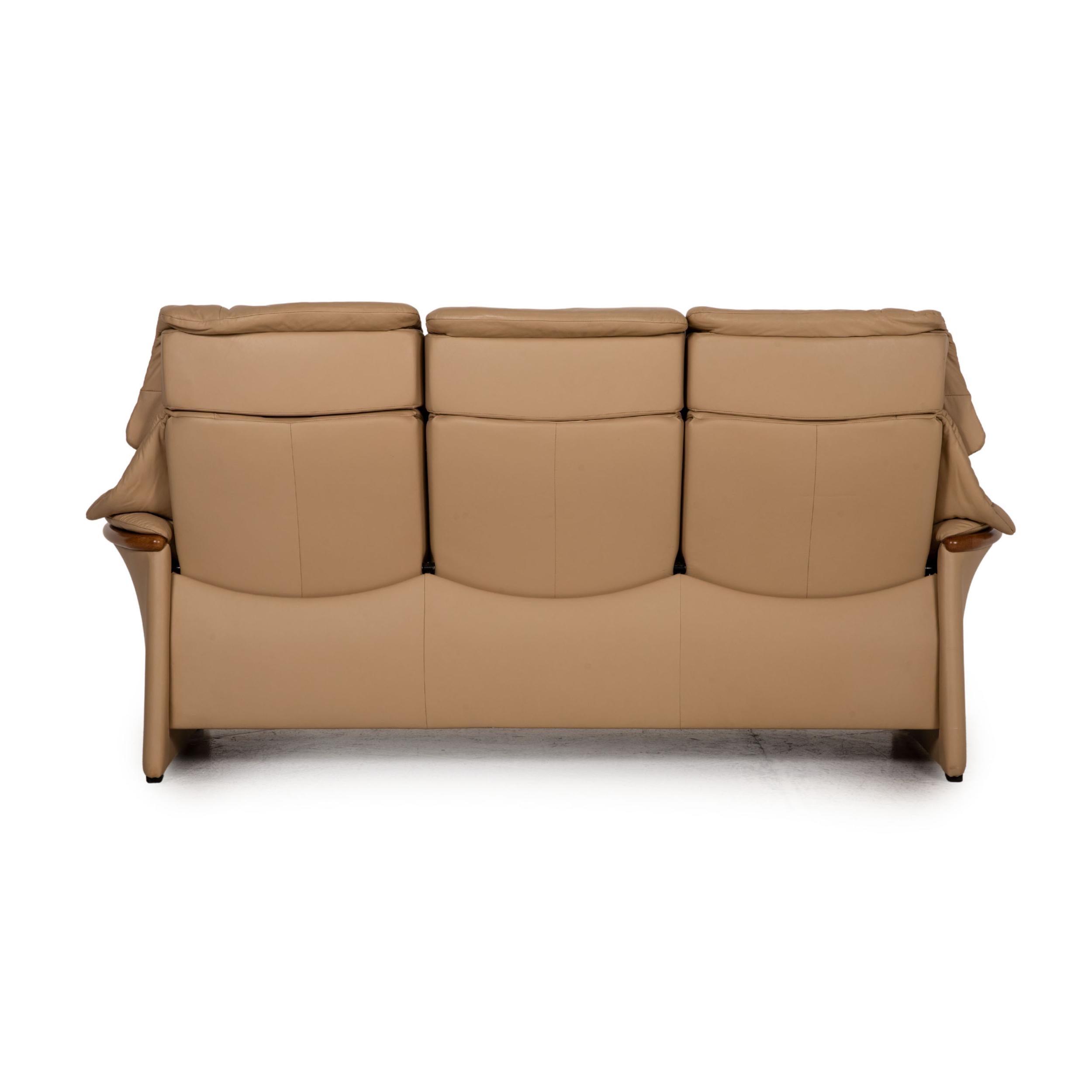Stressless Eldorado Leather Sofa Beige Three Seater Couch For Sale 1