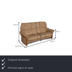 Stressless Eldorado Leather Sofa Beige Three Seater Couch