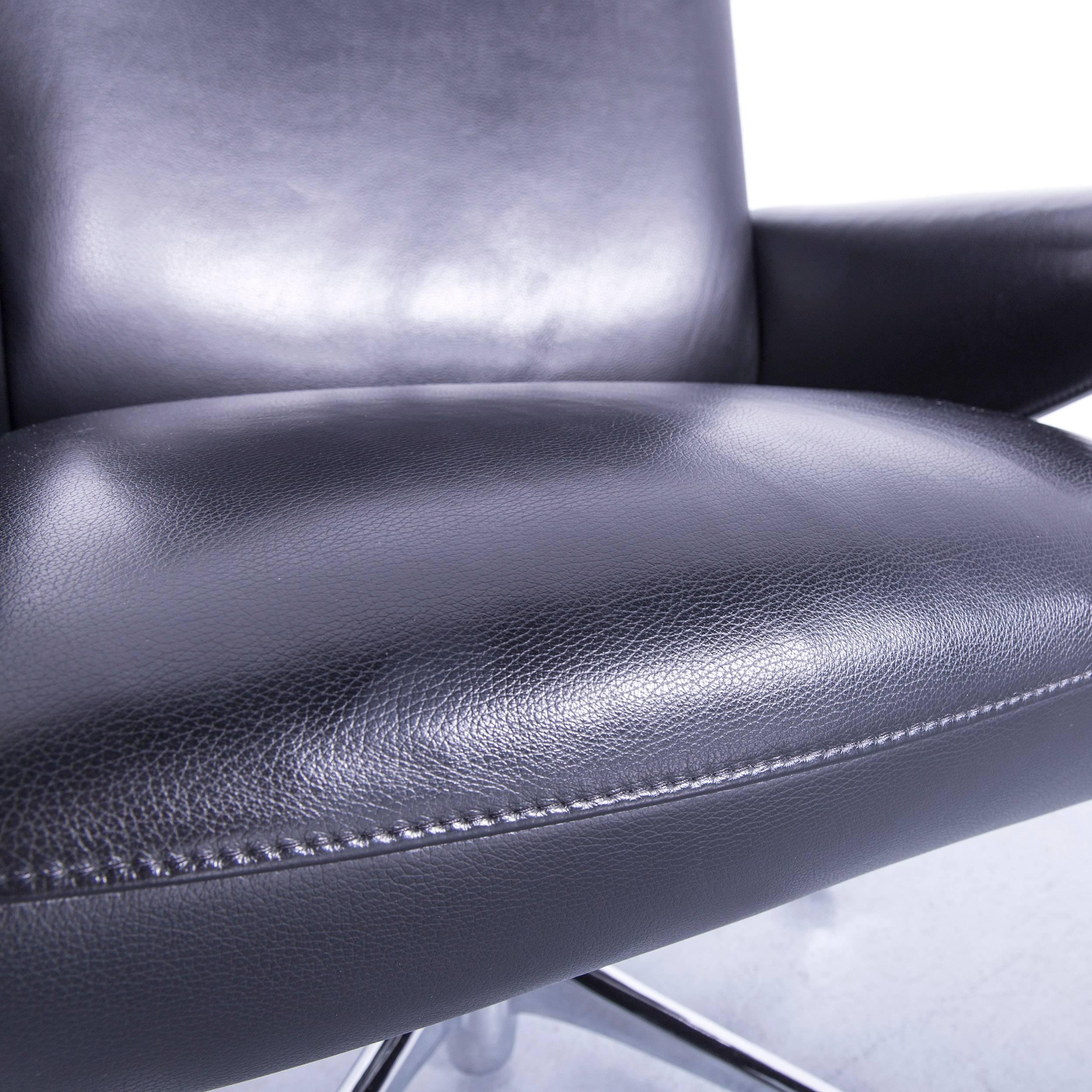 Cuir Fauteuil de bureau en cuir noir Stressless Jazz Designer avec pouf et fonctionnalité