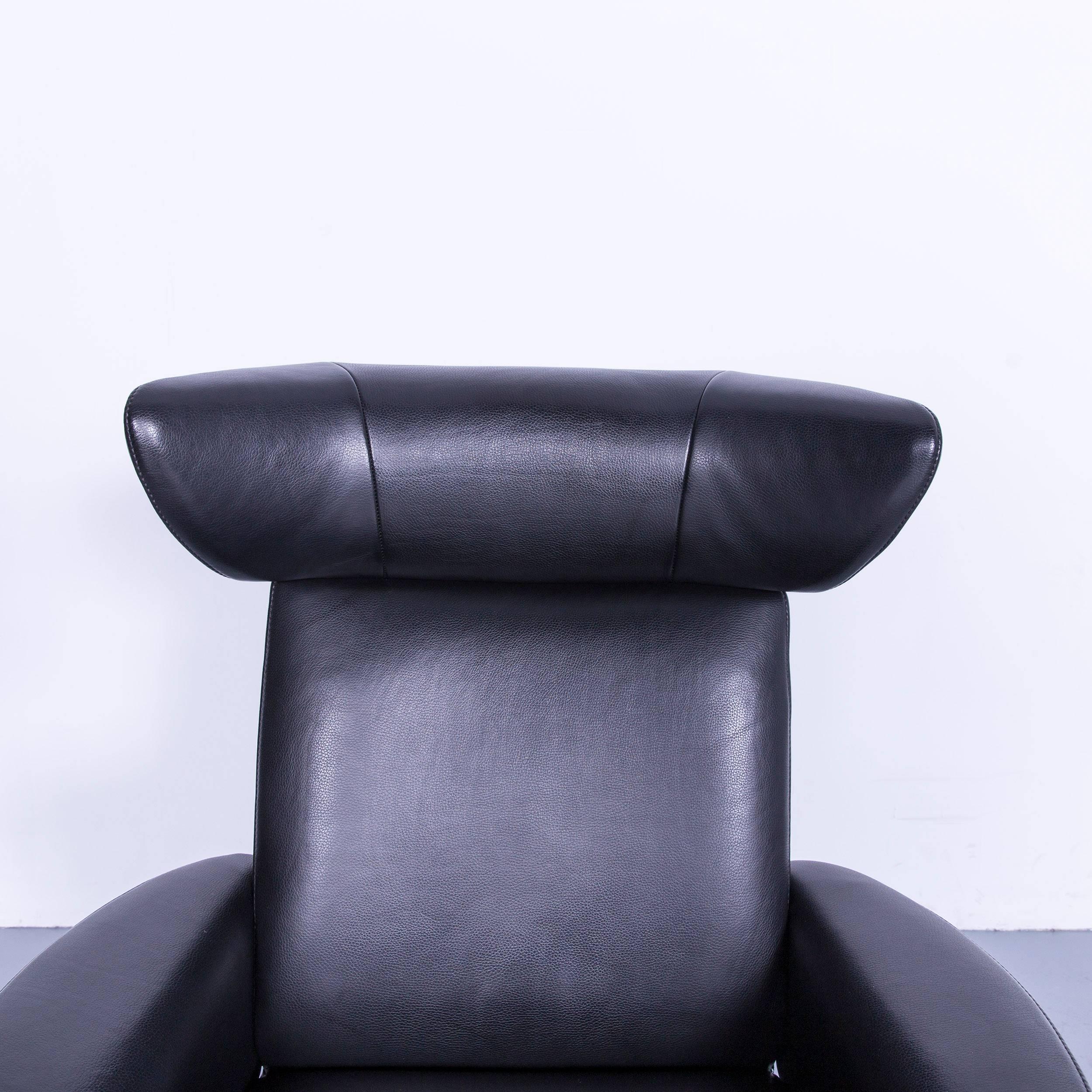Stressless Jazz Designer Leather Office Chair Black with Footstool and Function In Excellent Condition In Cologne, DE