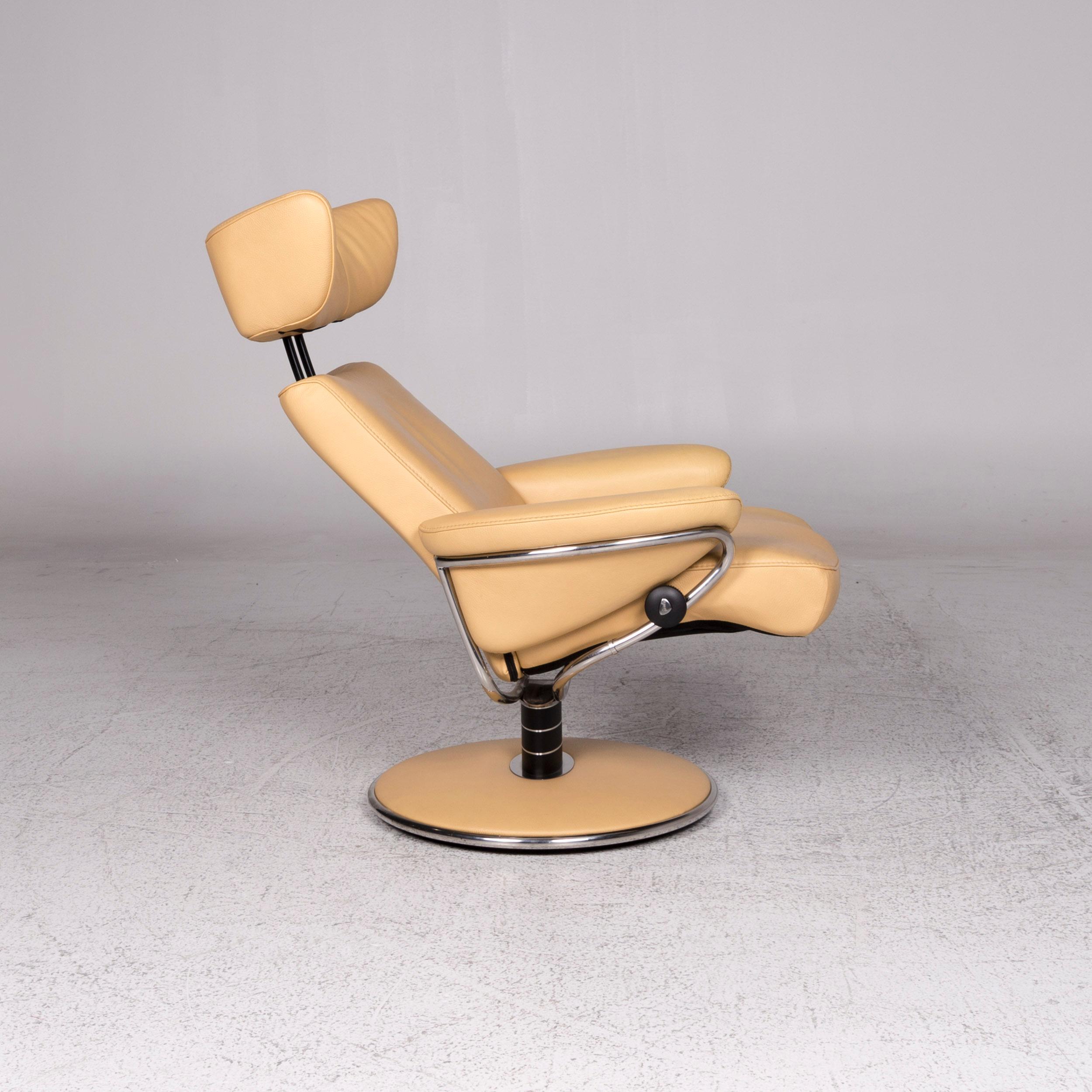 Modern Stressless Jazz Leather Armchair Beige Relax Function