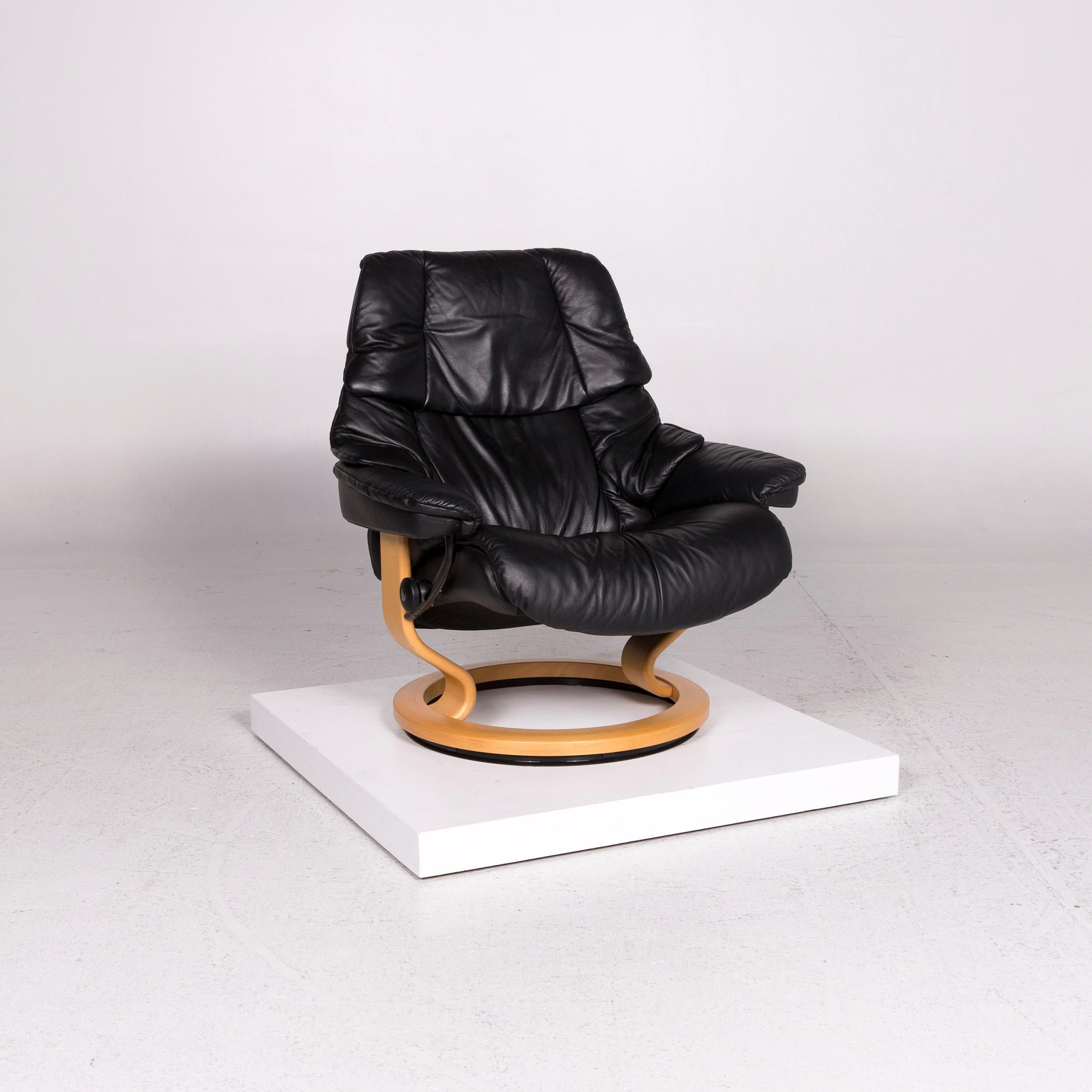 Modern Stressless Leather Armchair Black Function Relax Function Size L