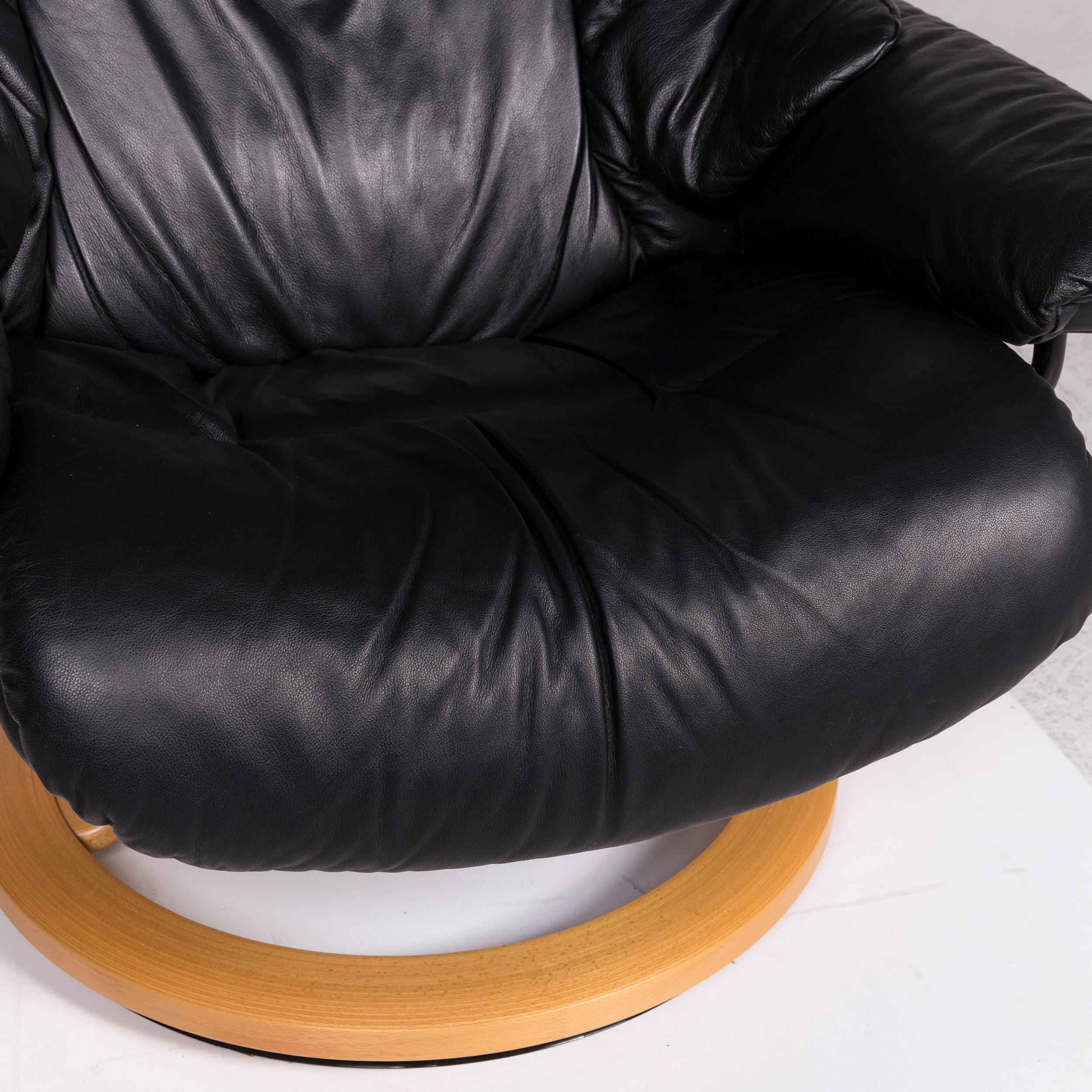 Stressless Leather Armchair Black Function Relax Function Size L In Good Condition In Cologne, DE