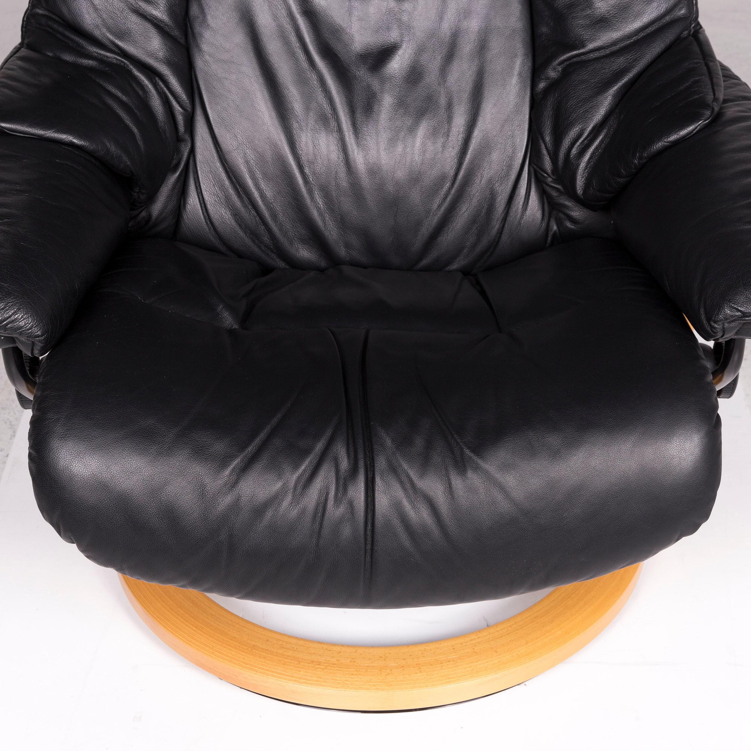 Contemporary Stressless Leather Armchair Black Function Relax Function Size L