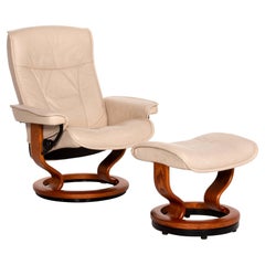 Stressless Leather Armchair Incl. Stool Cream Function Relaxation Function