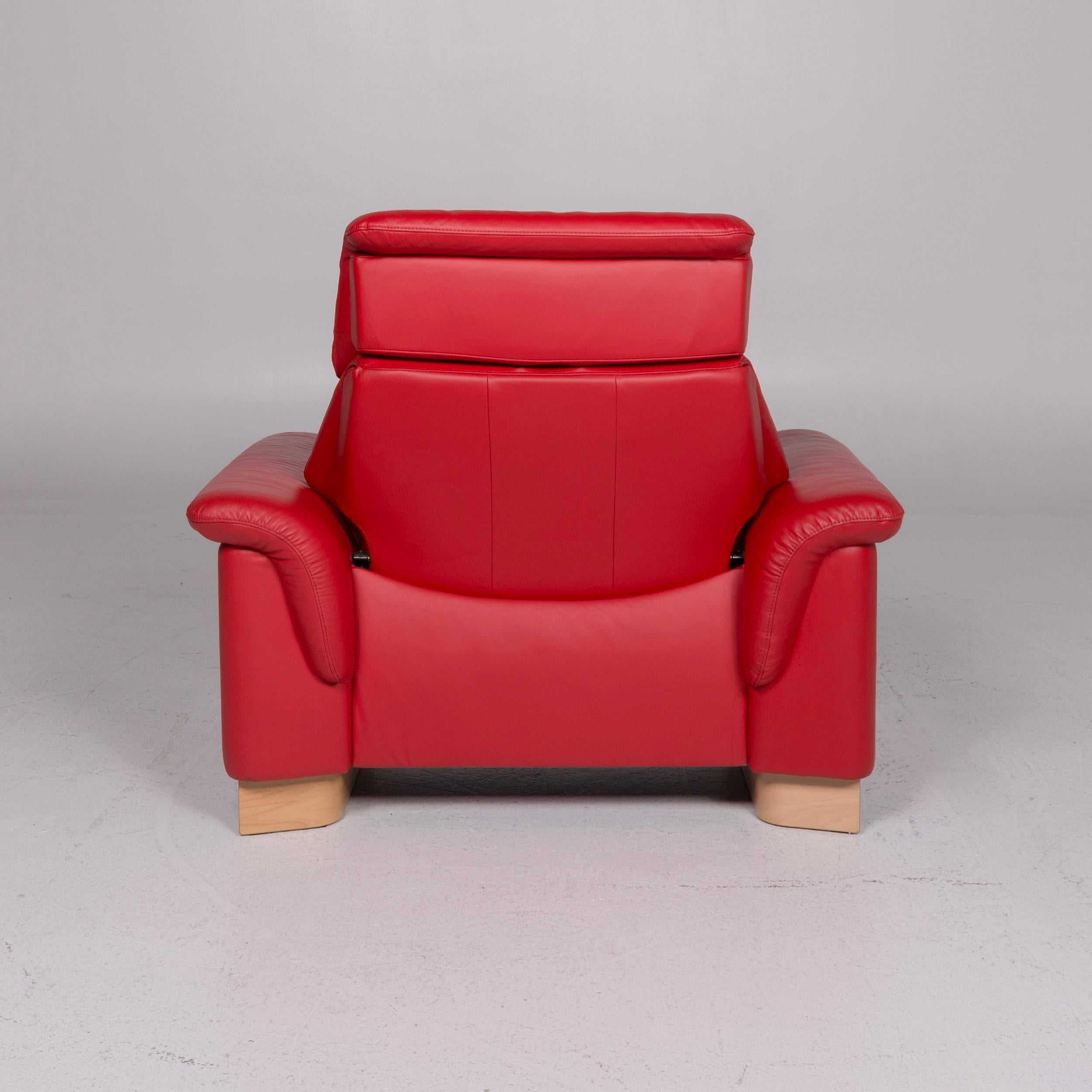 Stressless Leather Armchair Red For Sale 3