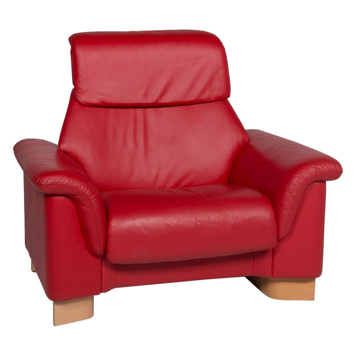 Stressless Leather Armchair Red For Sale