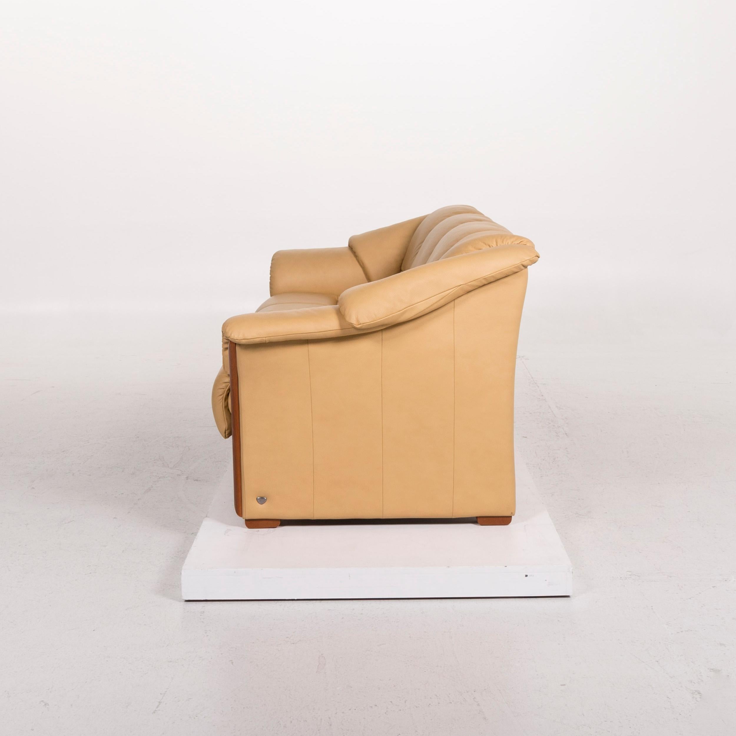 Stressless Leather Sofa Beige Four-Seat Couch 1