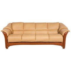 Stressless Leather Sofa Beige Four-Seat Couch