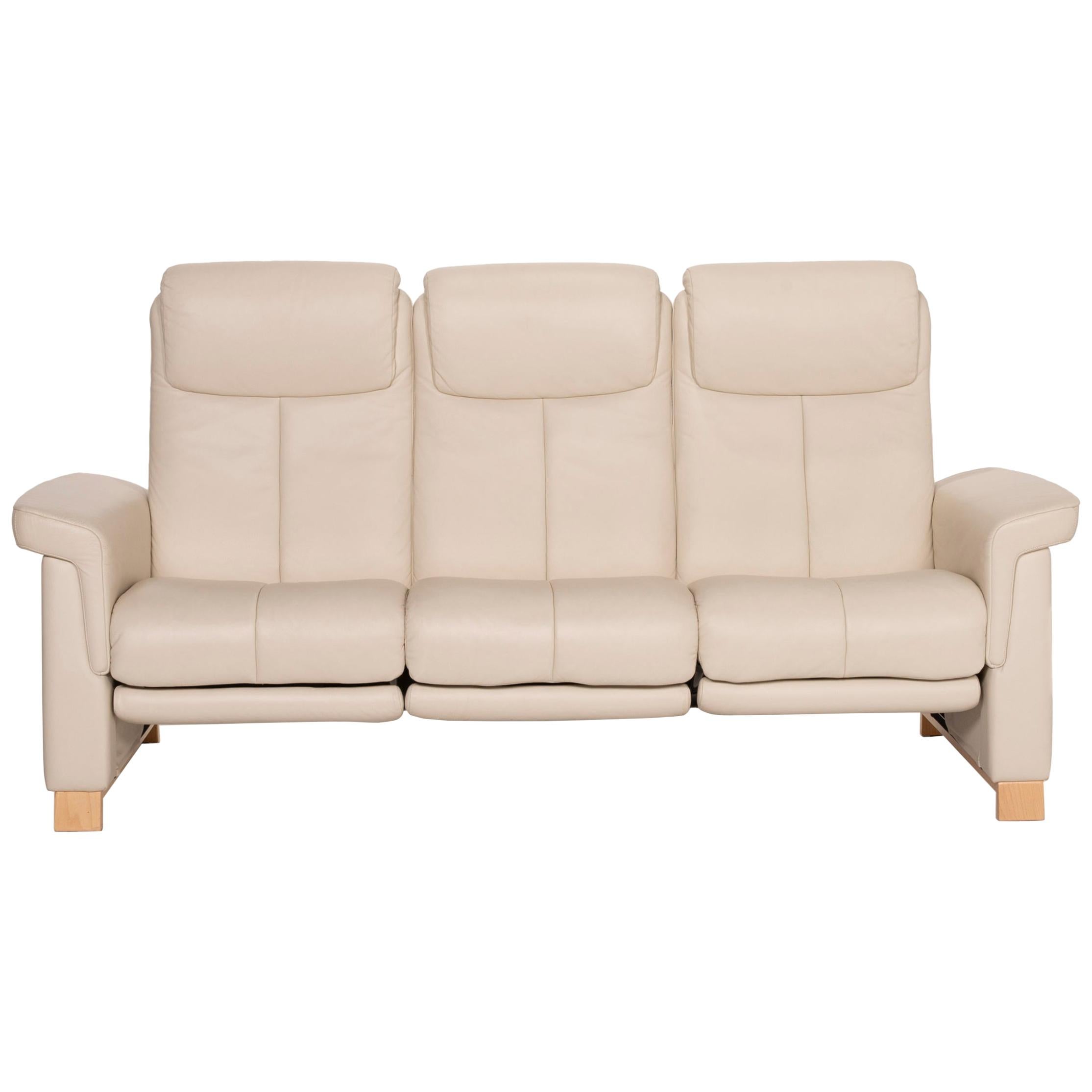 Stressless Leather Sofa Beige Three-Seater Electric Function Relaxation Function