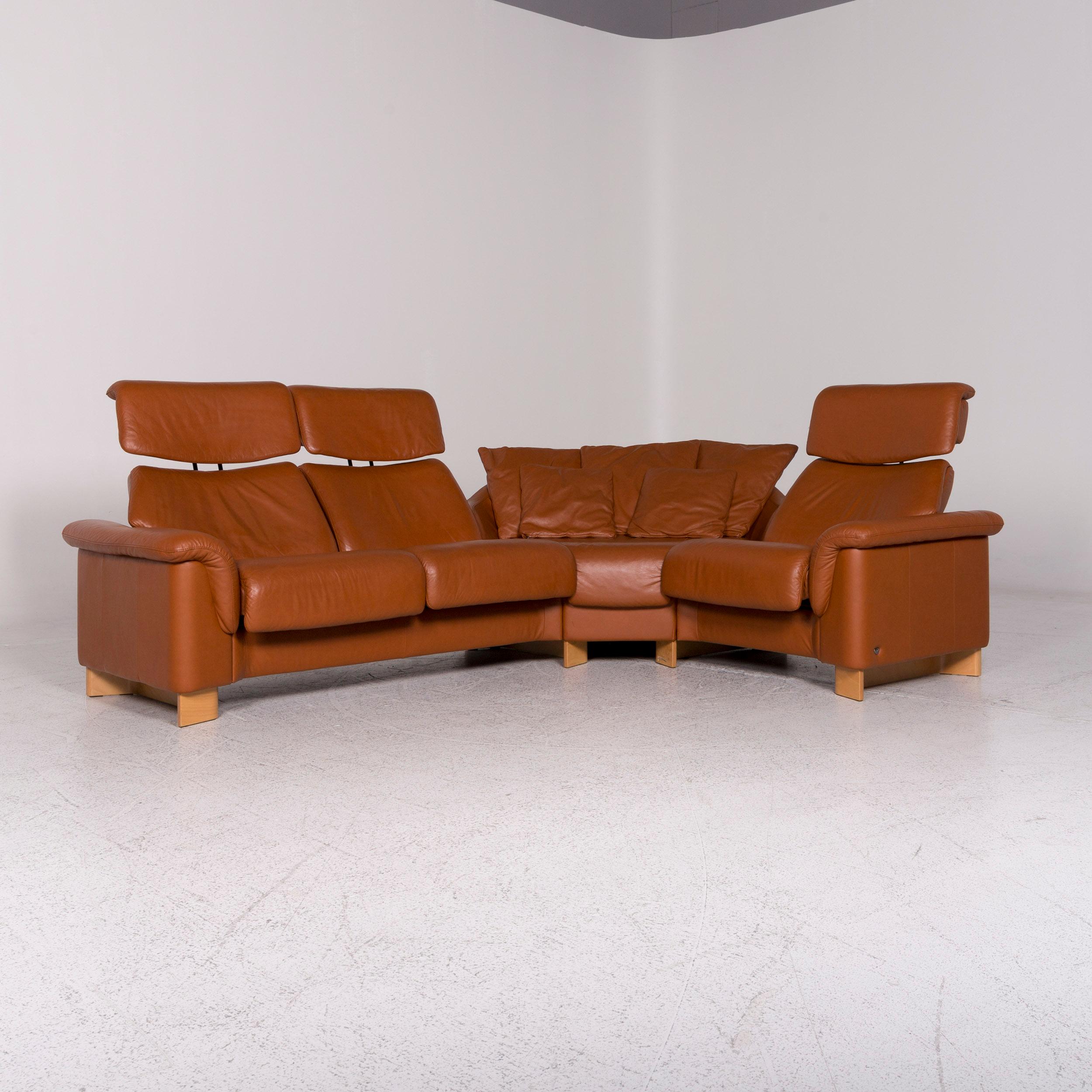 Stressless Leather Sofa Brown Corner Sofa In Good Condition In Cologne, DE