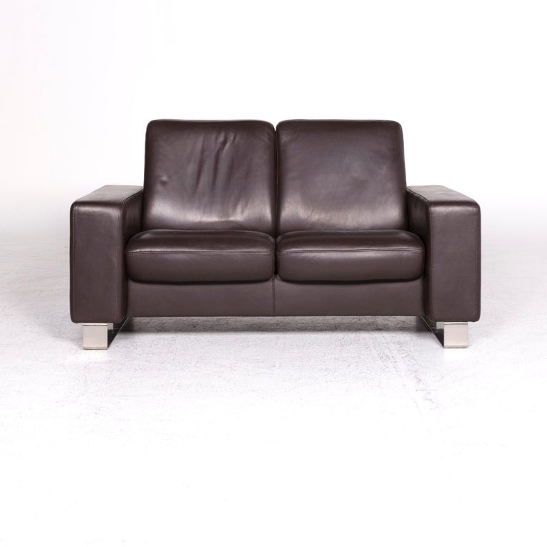 Stressless Leather Sofa Brown Two Seat Couch