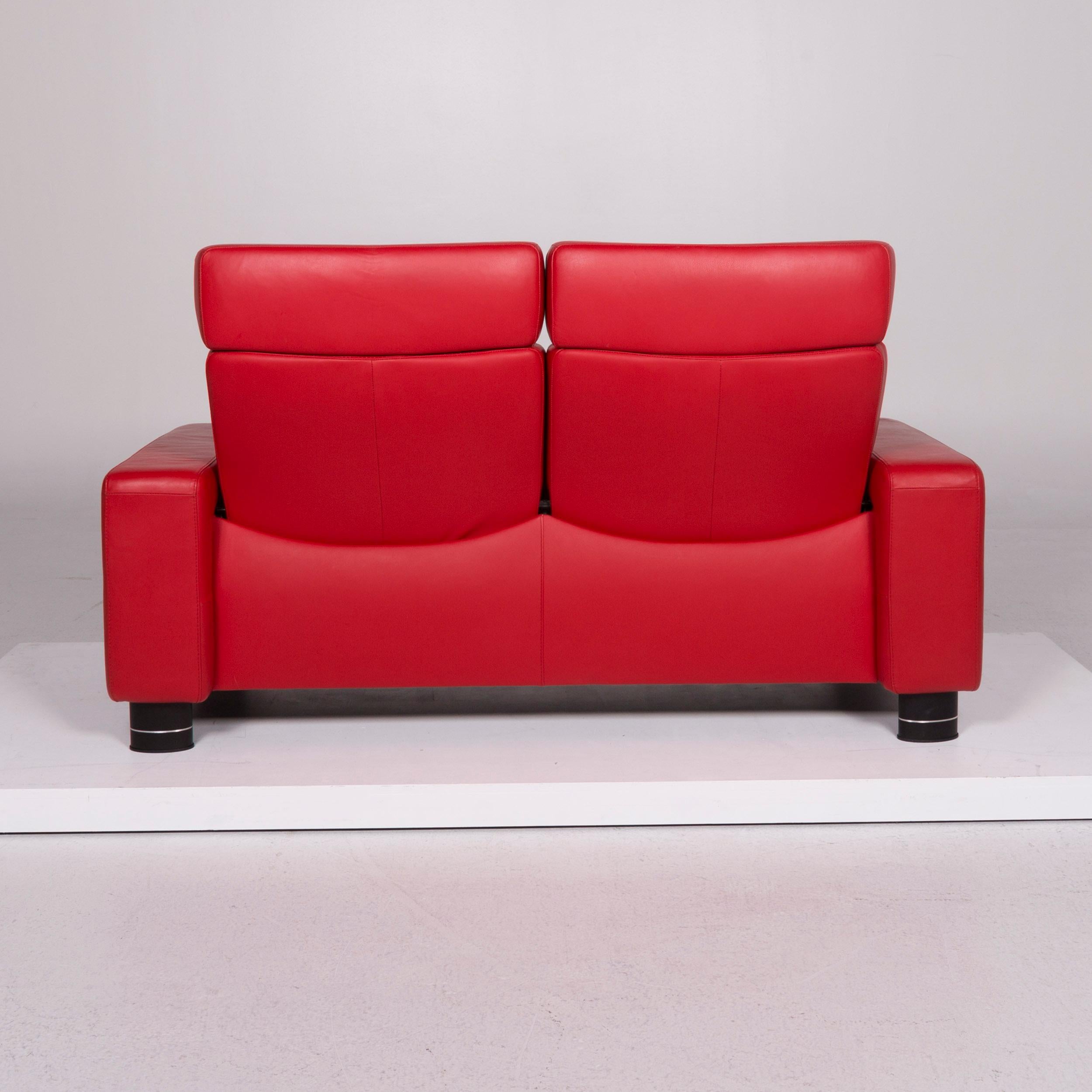Stressless Leather Sofa Red Two-Seat 1
