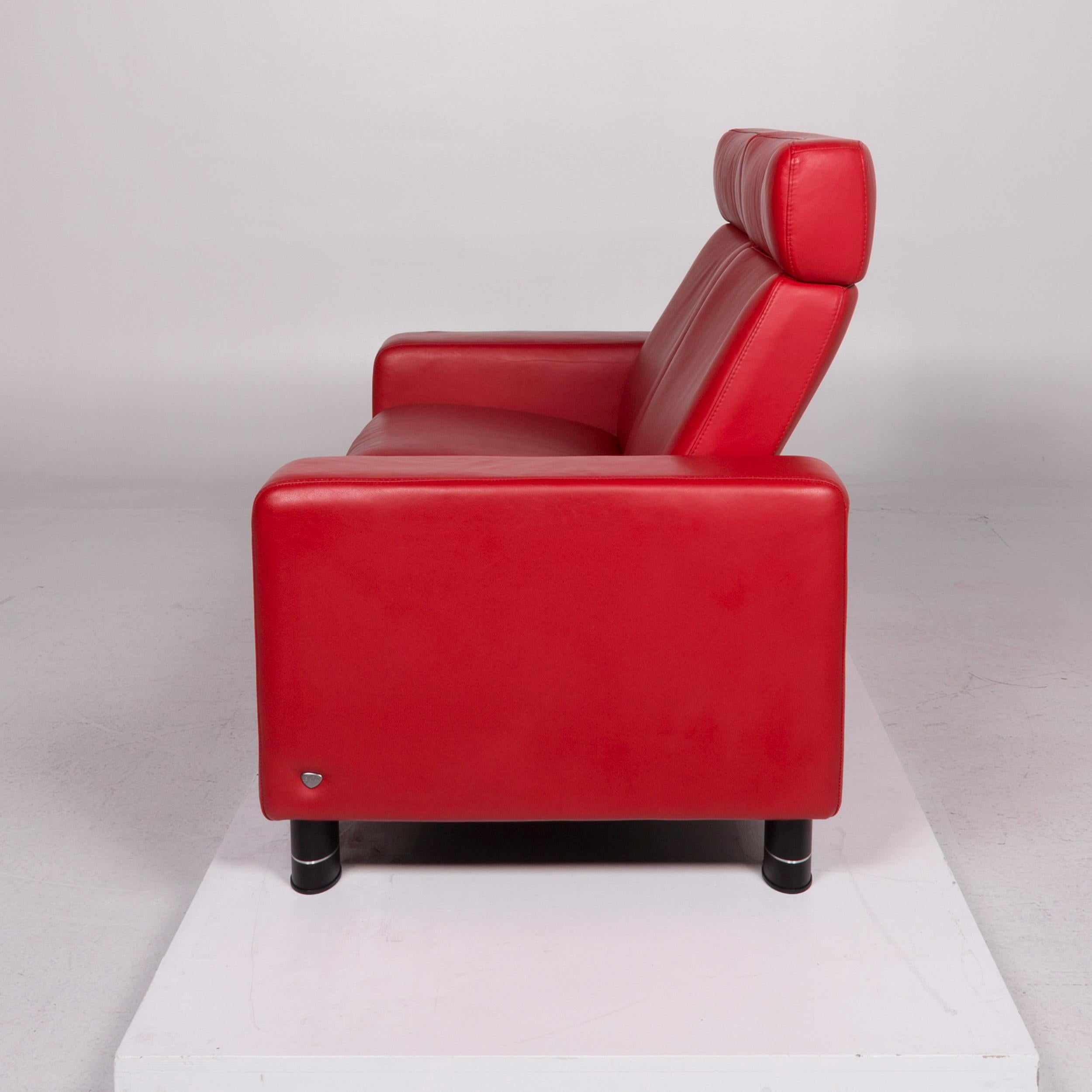Stressless Leather Sofa Red Two-Seat 2