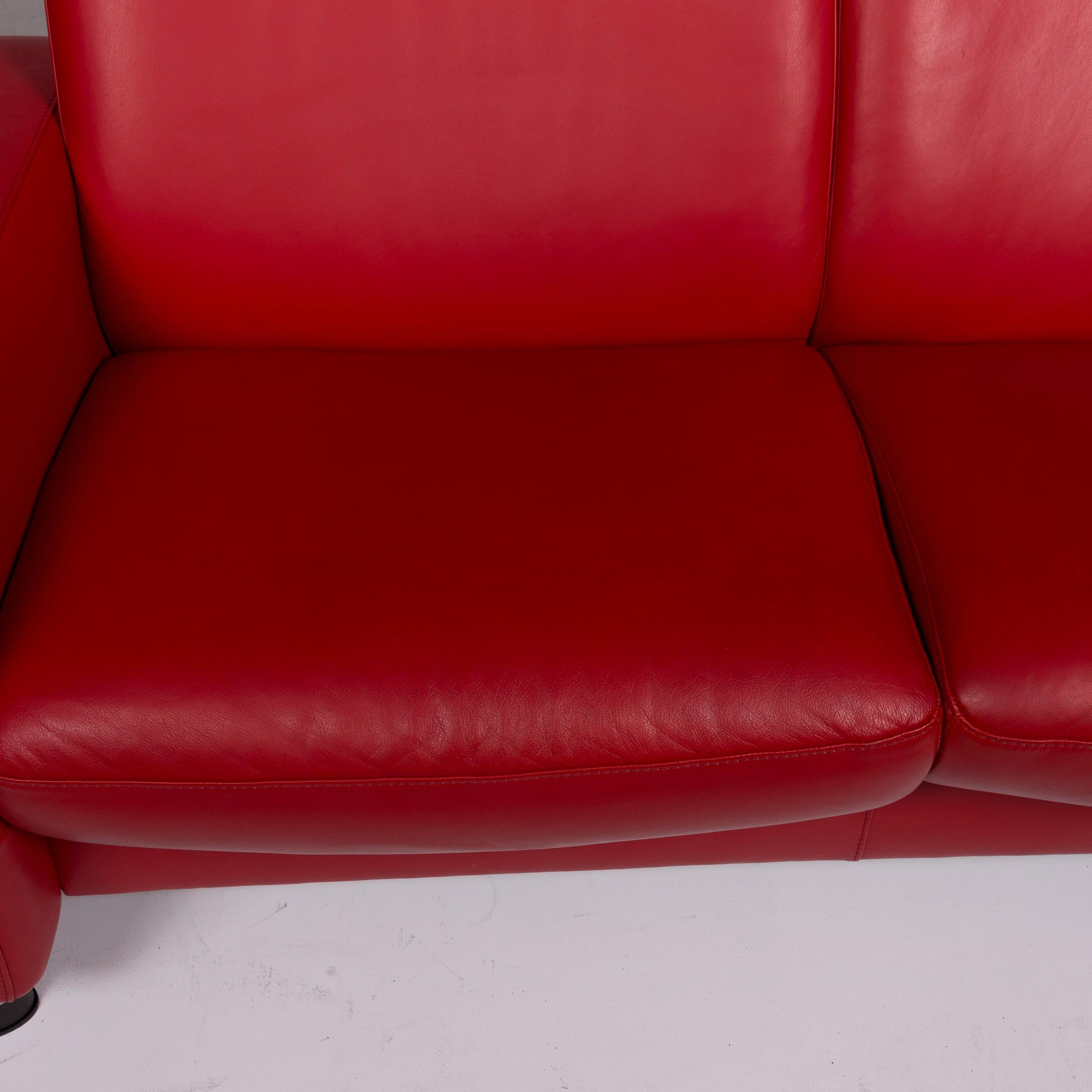 Modern Stressless Leather Sofa Red Two-Seat