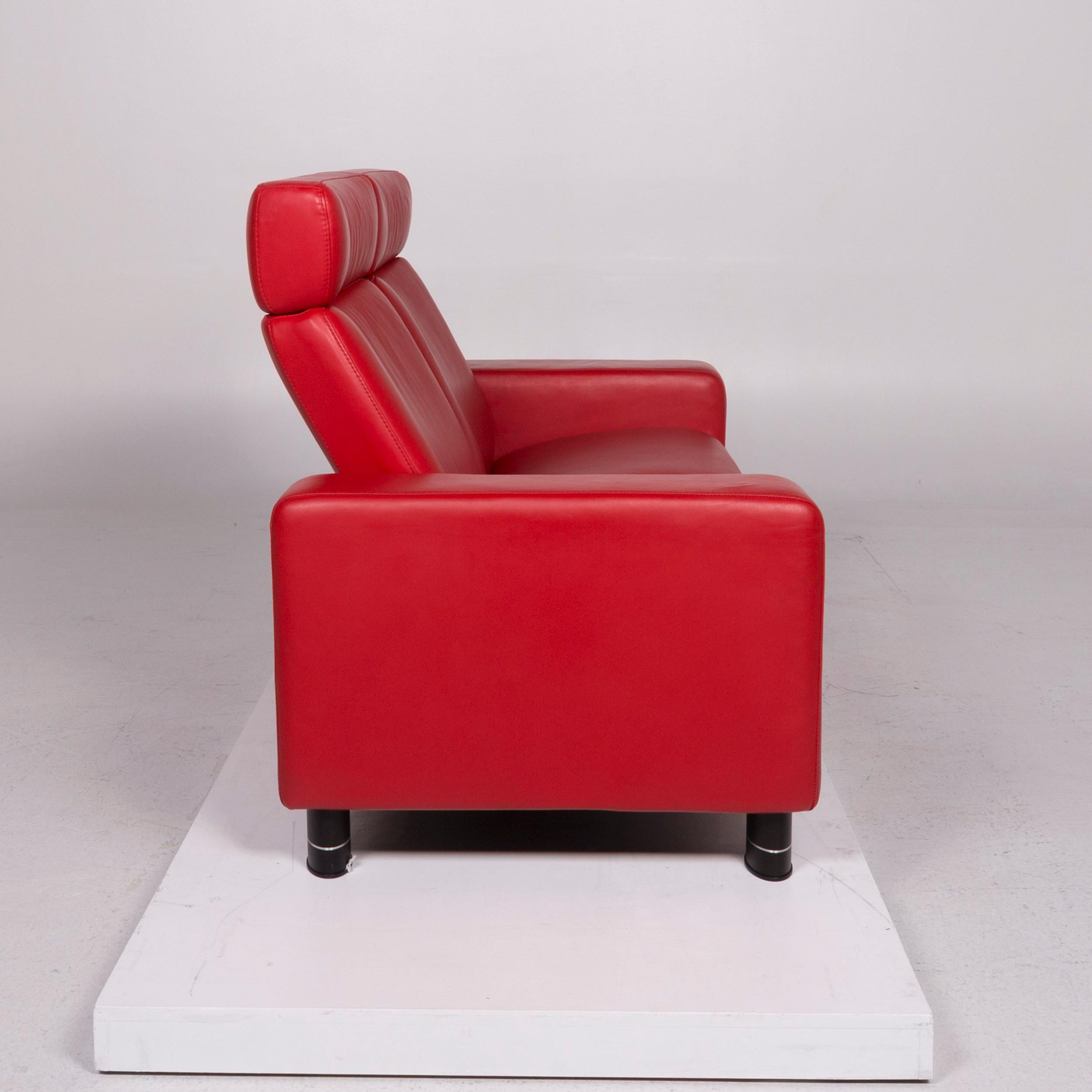 Contemporary Stressless Leather Sofa Red Two-Seat