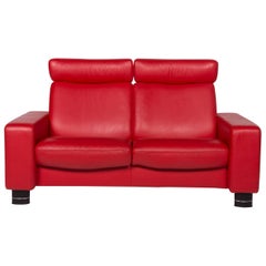 Stressless Leather Sofa Red Two-Seat