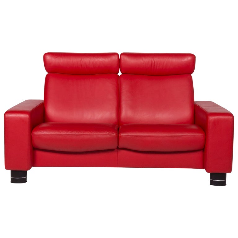 Stressless Leather Sofa Red TwoSeat at 1stDibs red two seater sofa