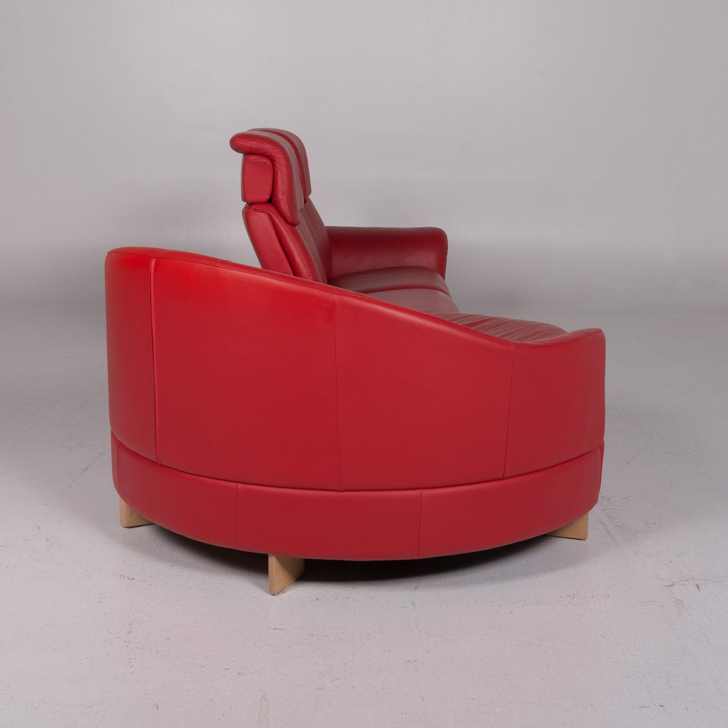 Stressless Leather Sofa Set Red Corner Sofa Armchair Stool 4