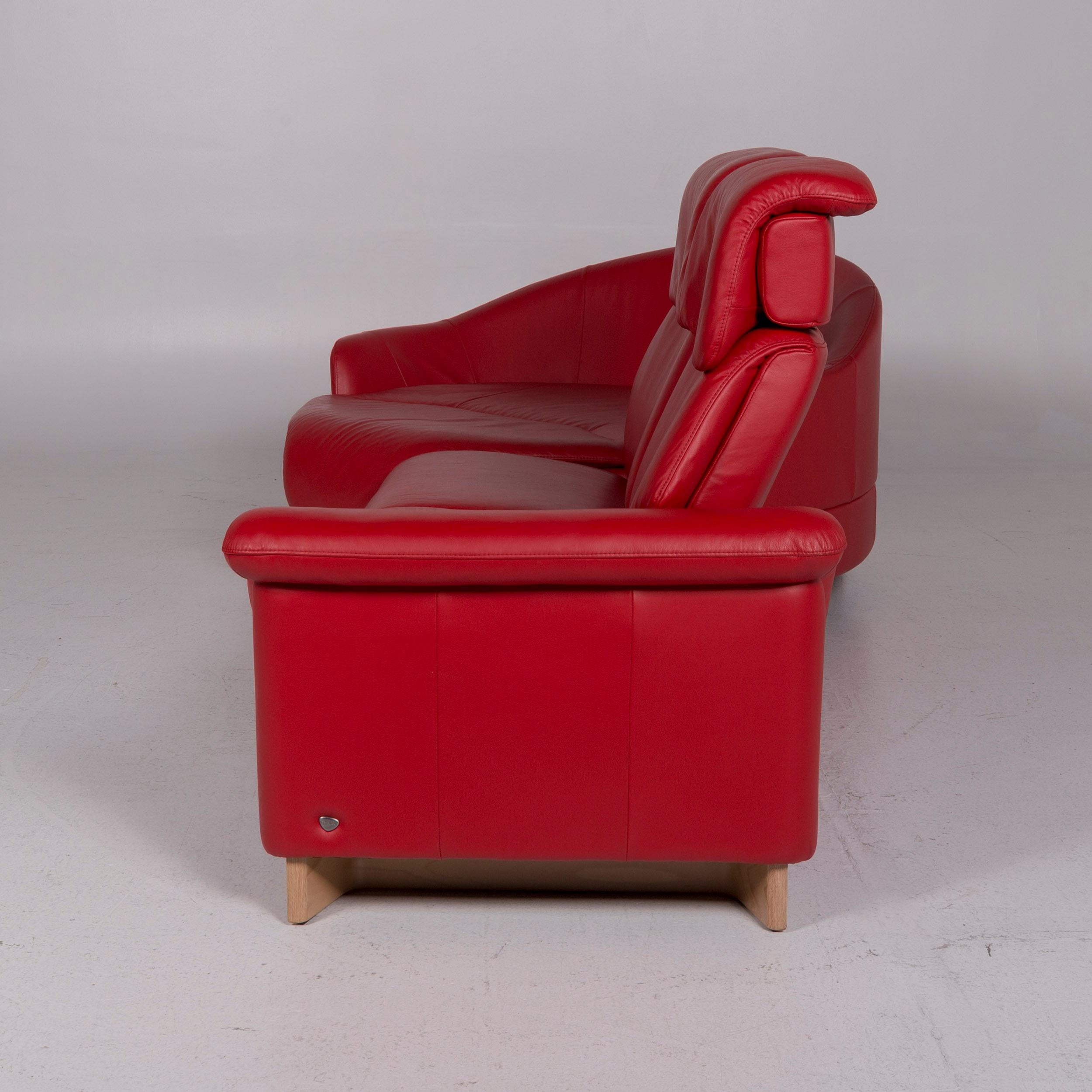 Stressless Leather Sofa Set Red Corner Sofa Armchair Stool 6