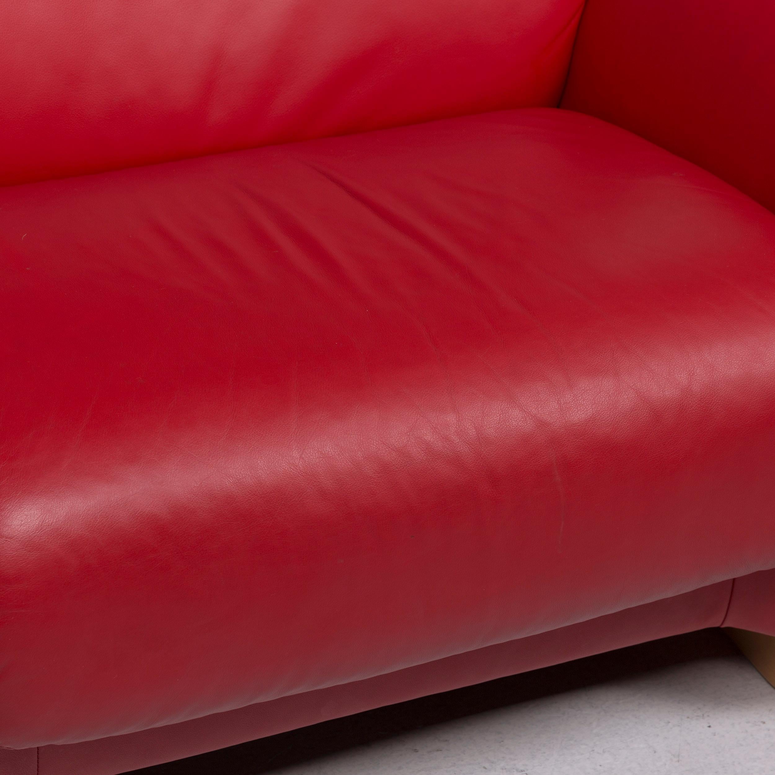 Stressless Leather Sofa Set Red Corner Sofa Armchair Stool 8