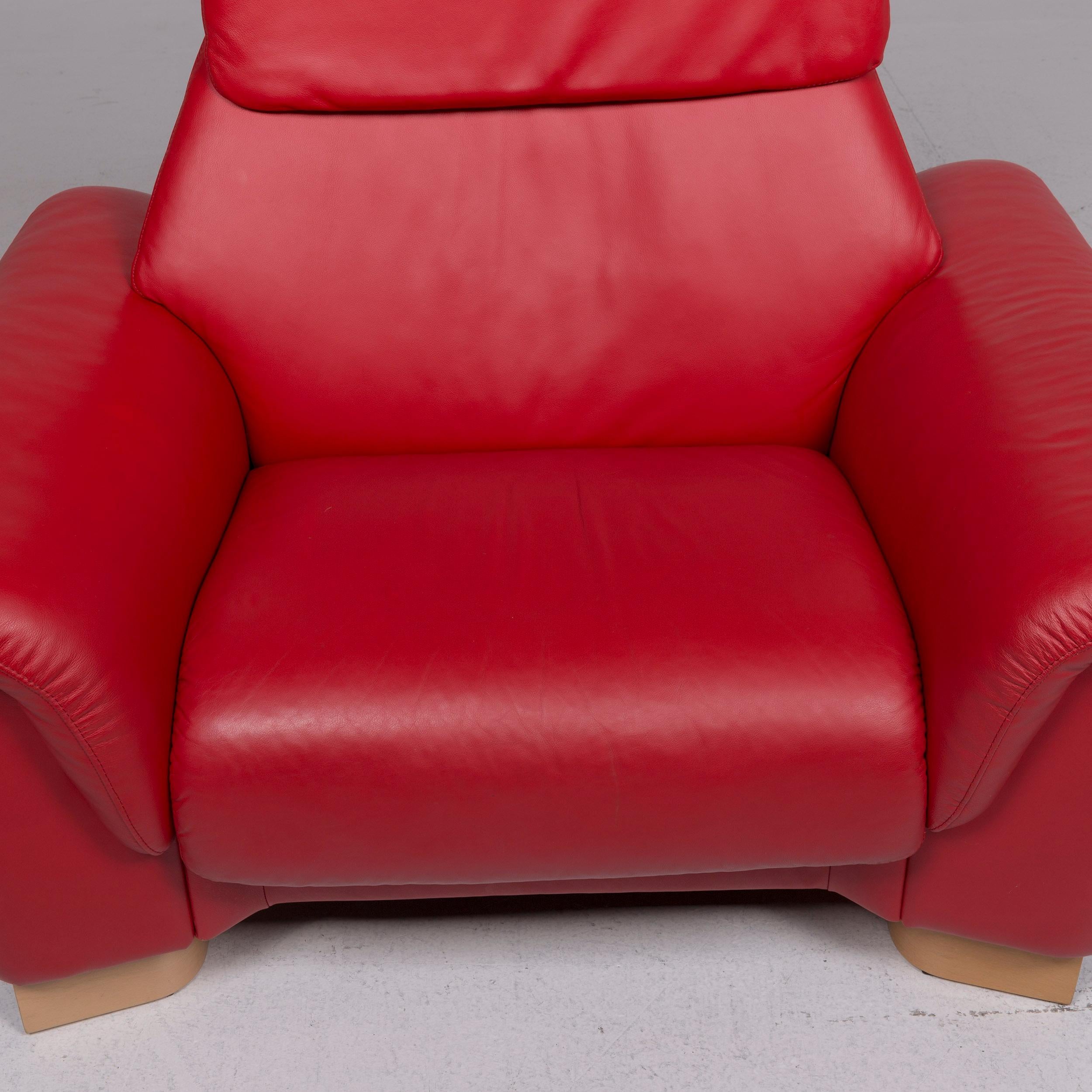 Stressless Leather Sofa Set Red Corner Sofa Armchair Stool 9