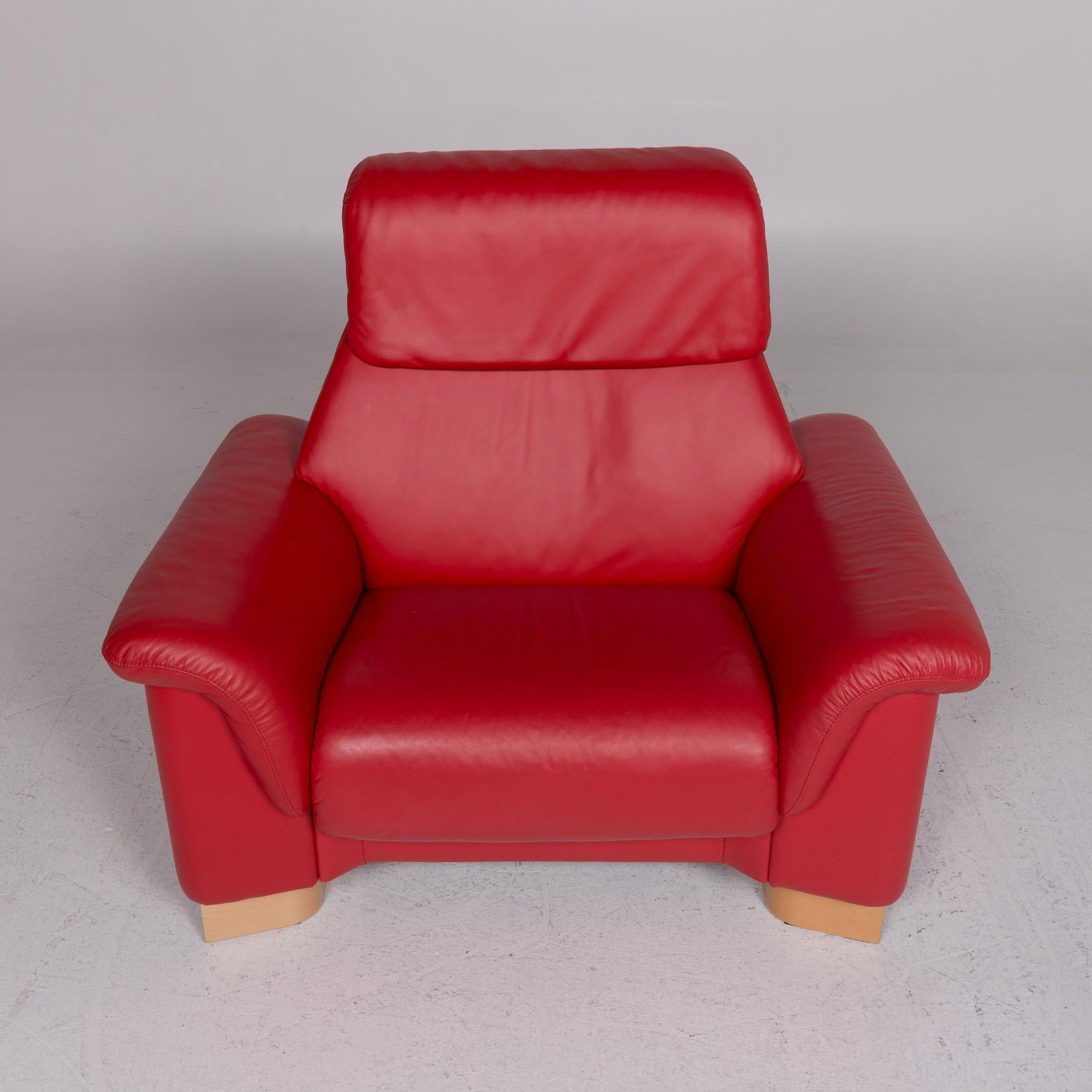 Stressless Leather Sofa Set Red Corner Sofa Armchair Stool 11