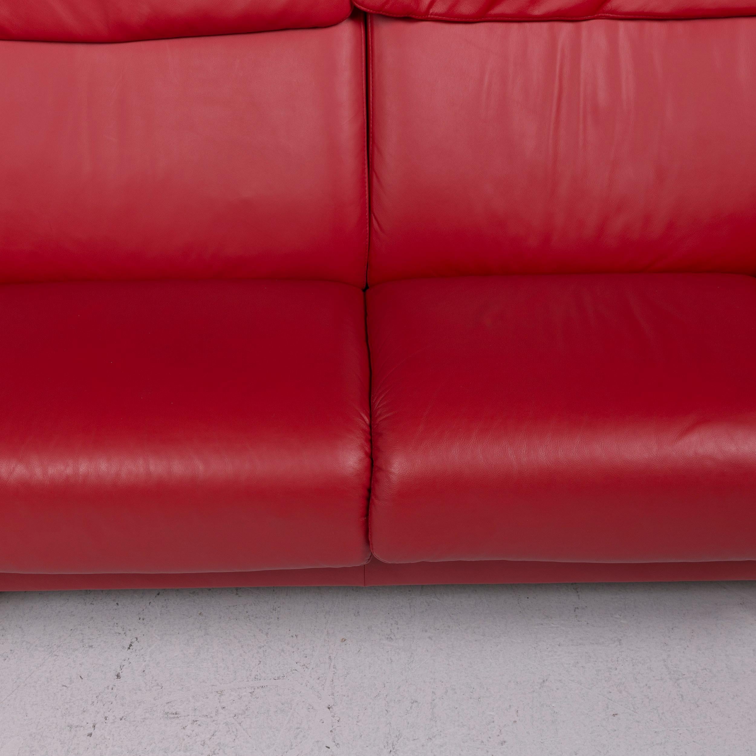 Contemporary Stressless Leather Sofa Set Red Corner Sofa Armchair Stool