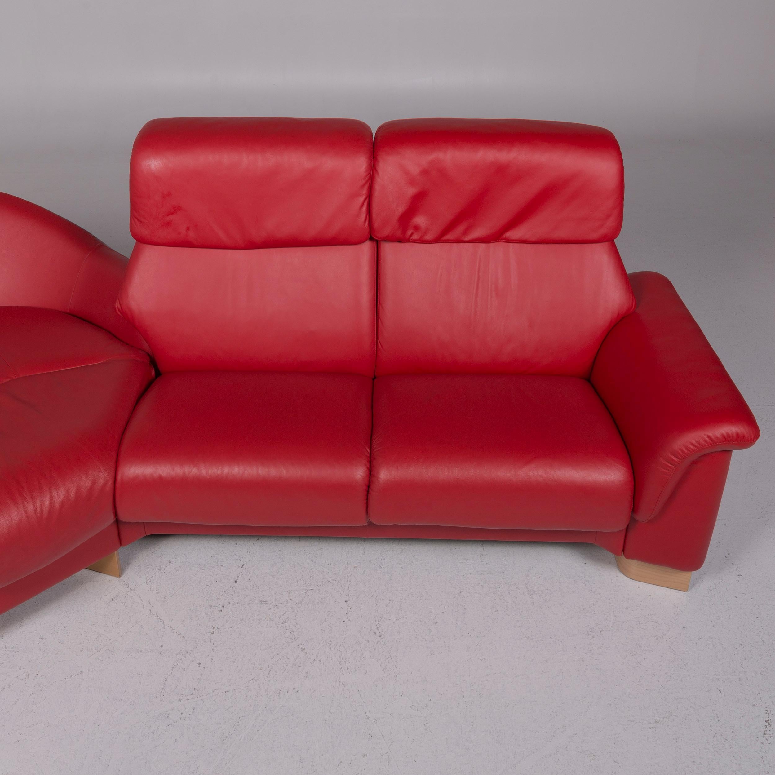 Stressless Leather Sofa Set Red Corner Sofa Armchair Stool 1