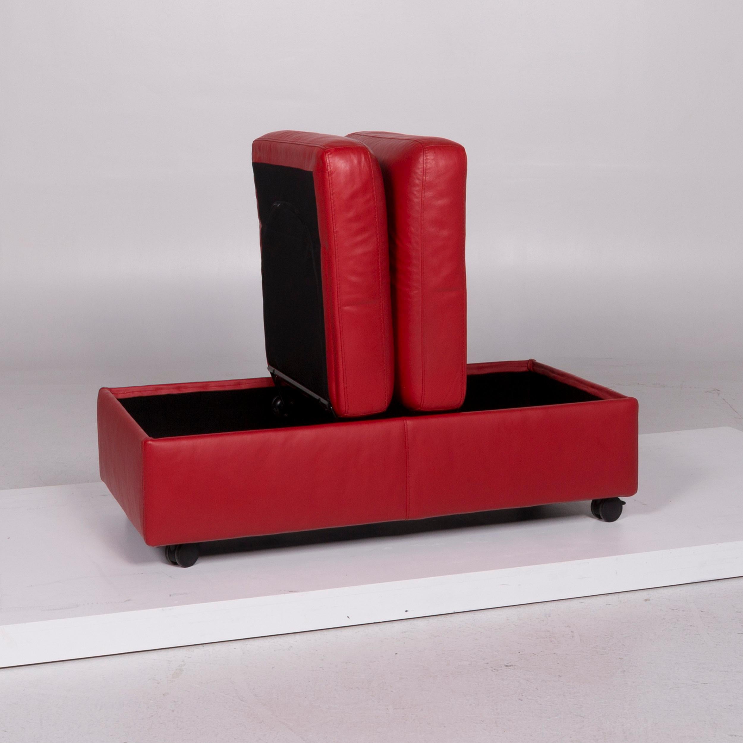 Stressless Leather Sofa Set Red Three-Seat Two-Seat Stool 14