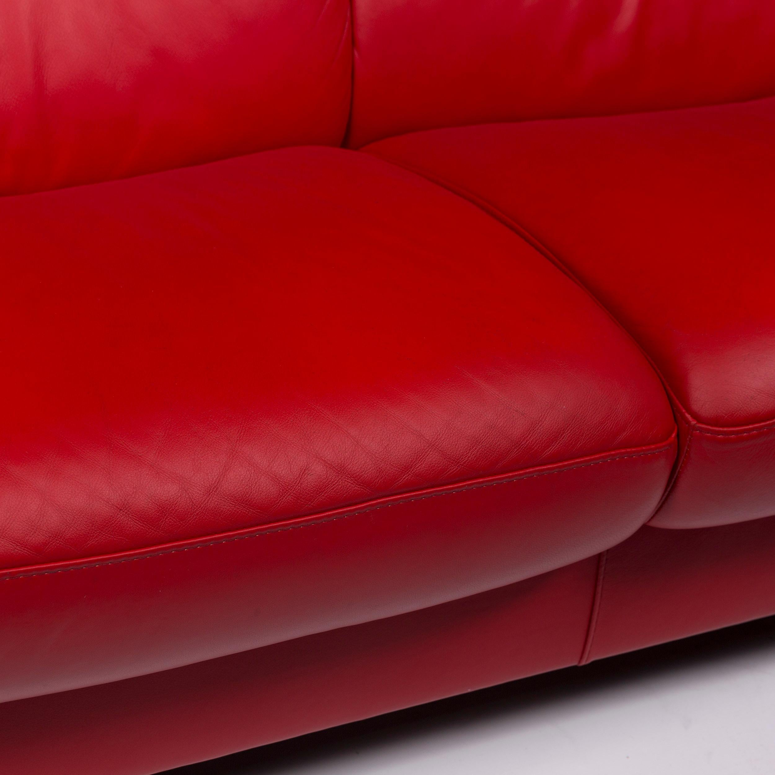 Stressless Leather Sofa Set Red Three-Seat Two-Seat Stool 1