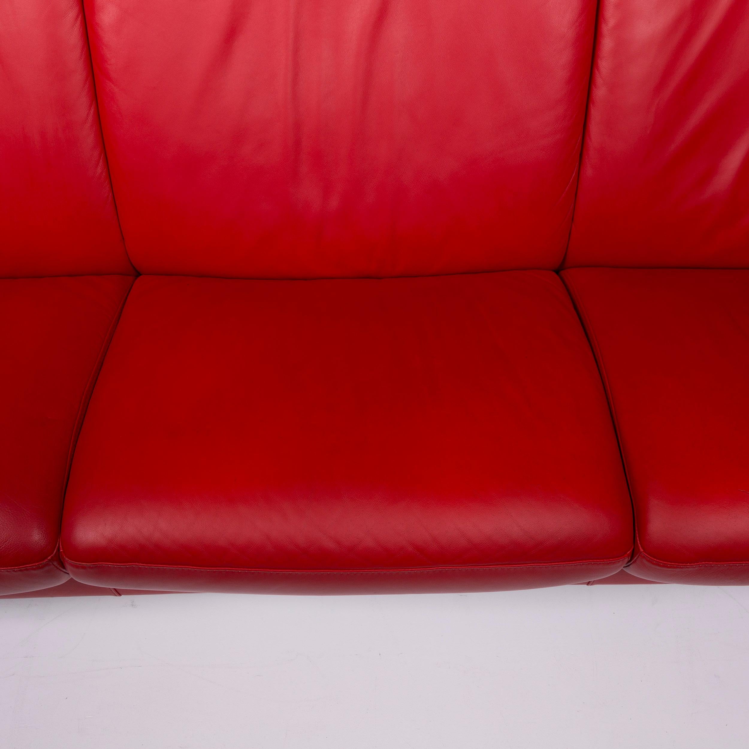 Stressless Leather Sofa Set Red Three-Seat Two-Seat Stool 2