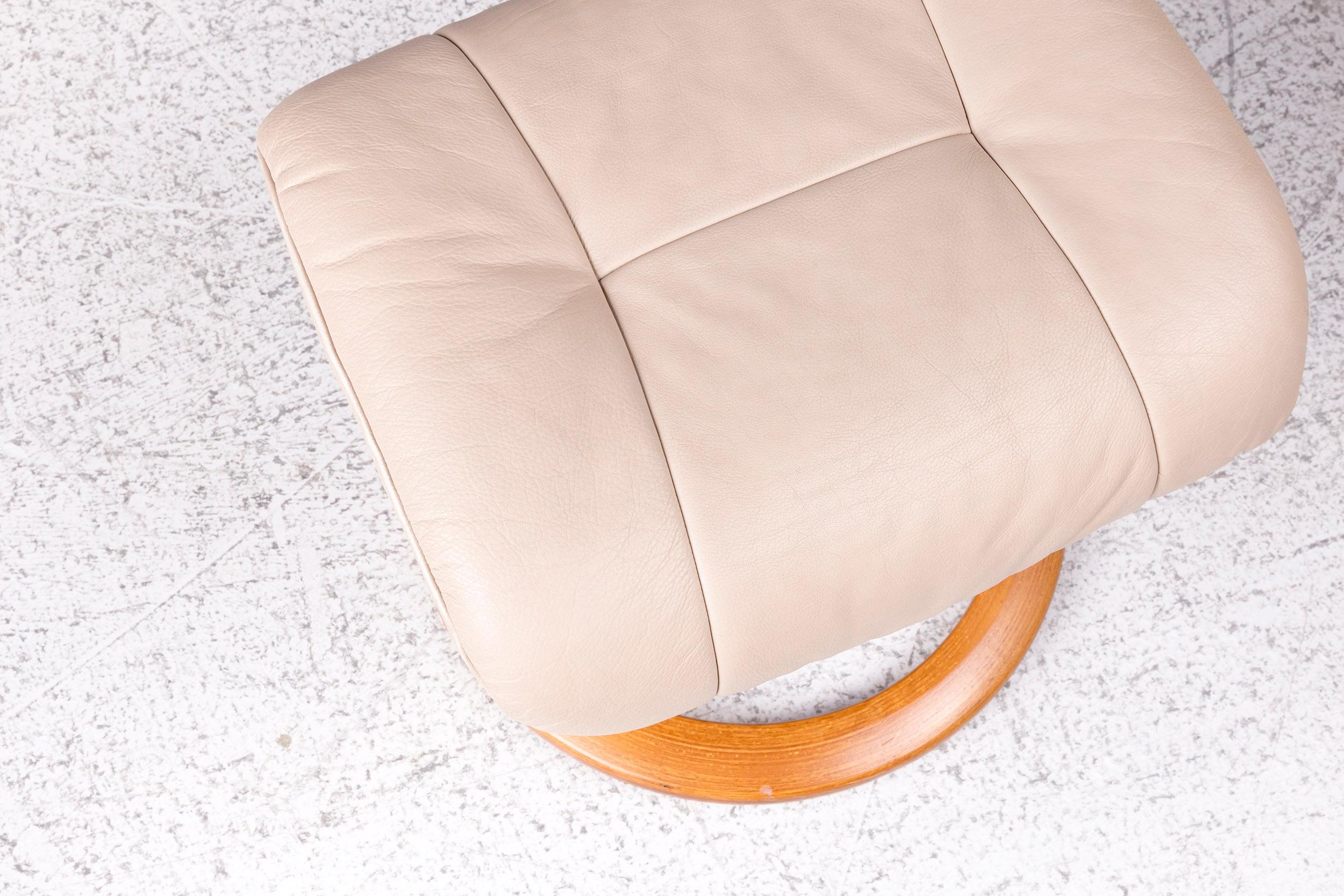 Stressless Leather Stool Beige For Sale 4