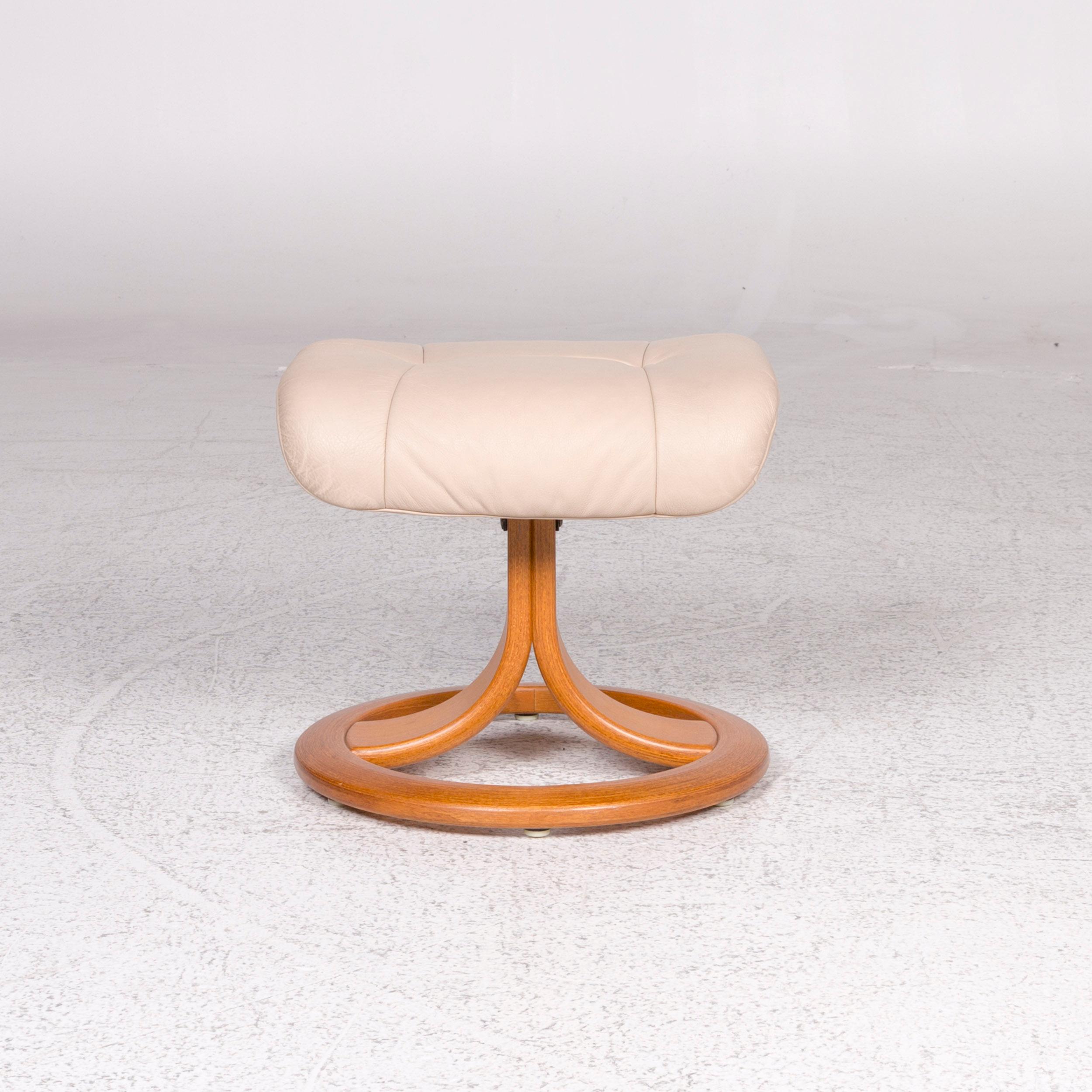 Stressless Leather Stool Beige For Sale 2