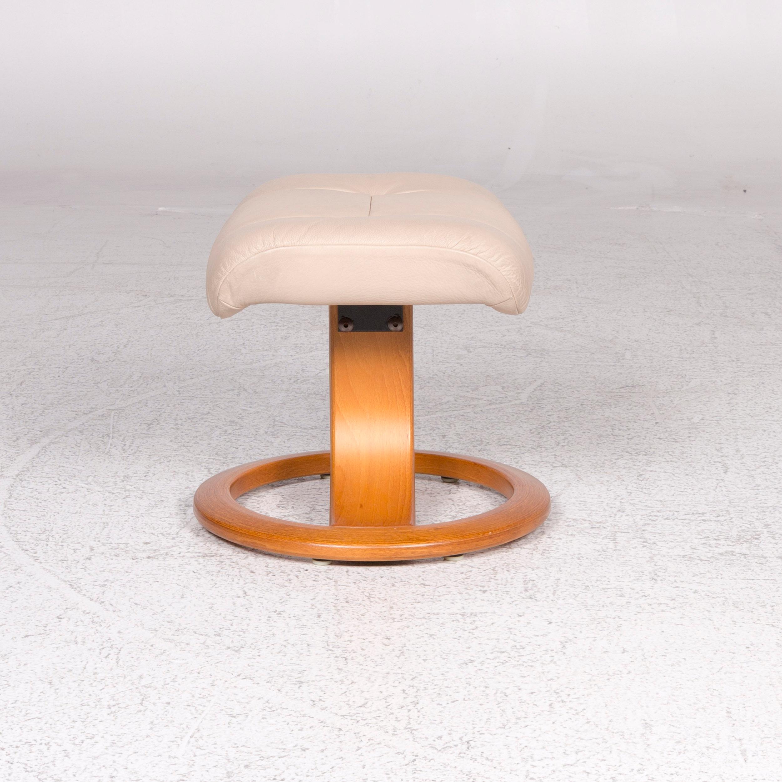 Stressless Leather Stool Beige For Sale 3